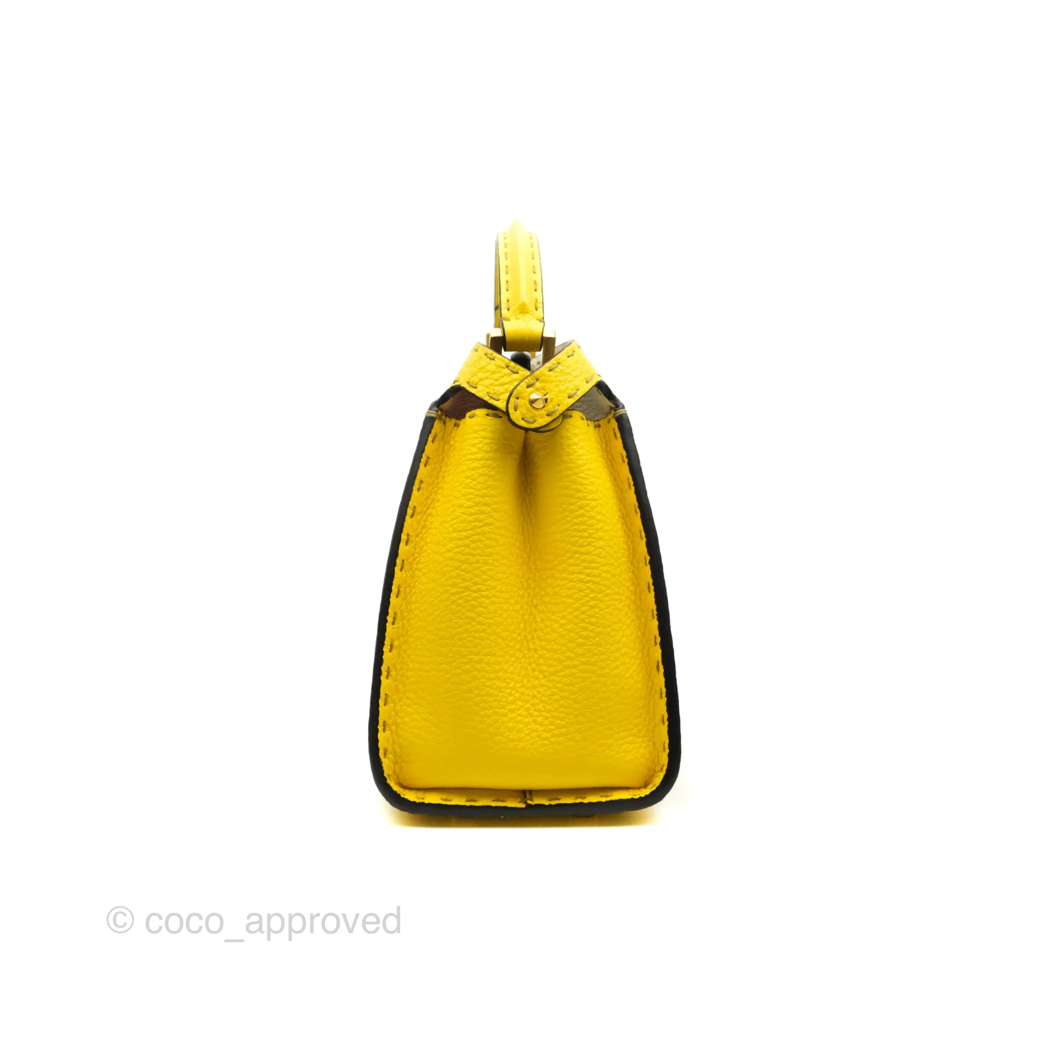 Fendi Small Peekaboo Iseeu Yellow Grained Leather Gold Hardware