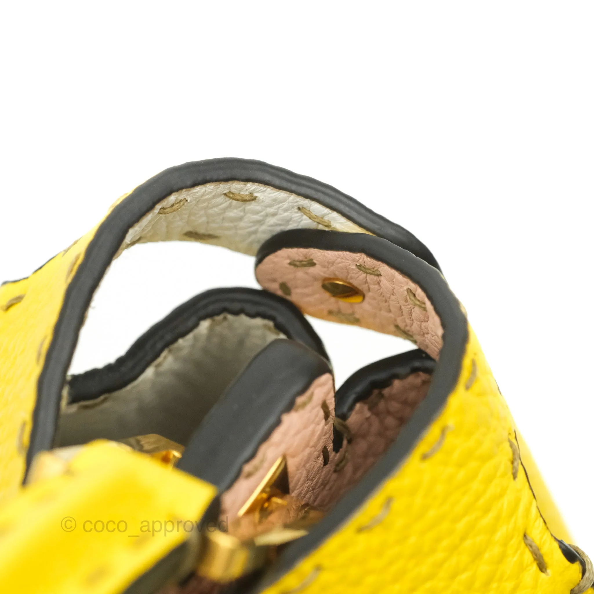 Fendi Small Peekaboo Iseeu Yellow Grained Leather Gold Hardware
