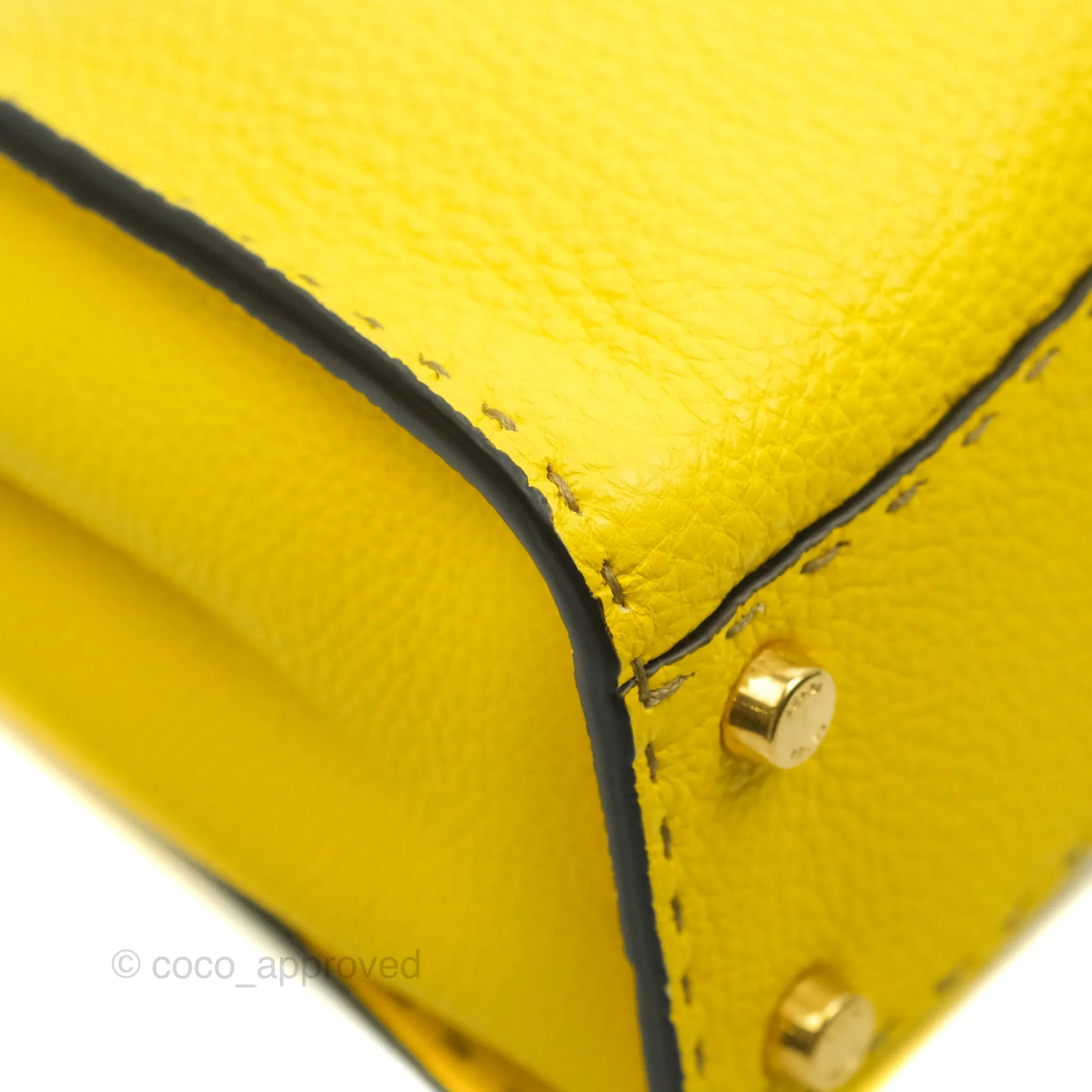 Fendi Small Peekaboo Iseeu Yellow Grained Leather Gold Hardware