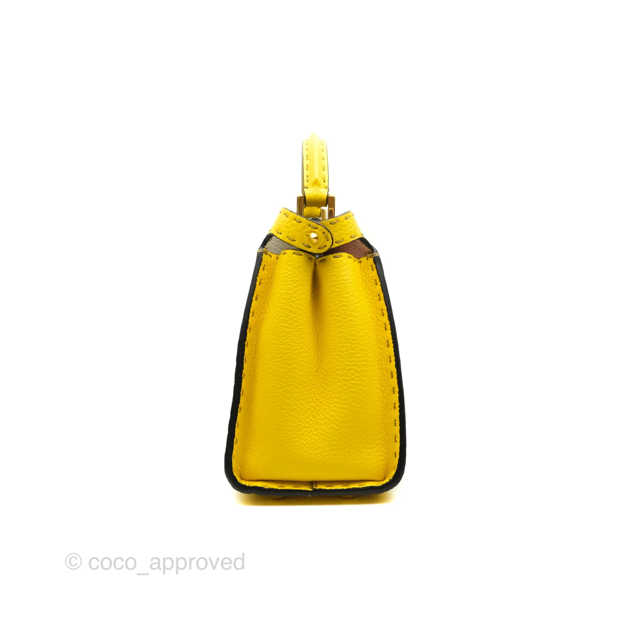 Fendi Small Peekaboo Iseeu Yellow Grained Leather Gold Hardware