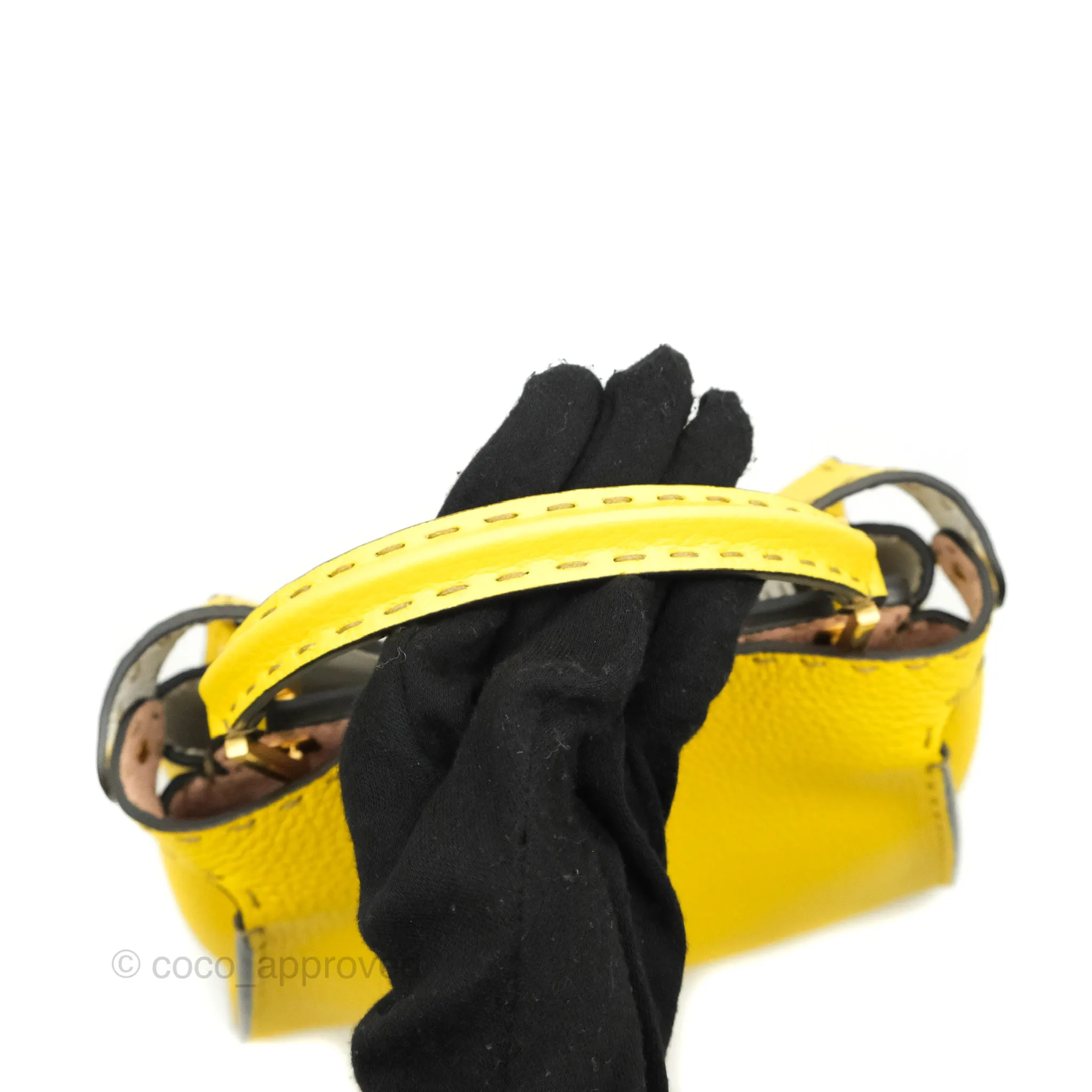 Fendi Small Peekaboo Iseeu Yellow Grained Leather Gold Hardware