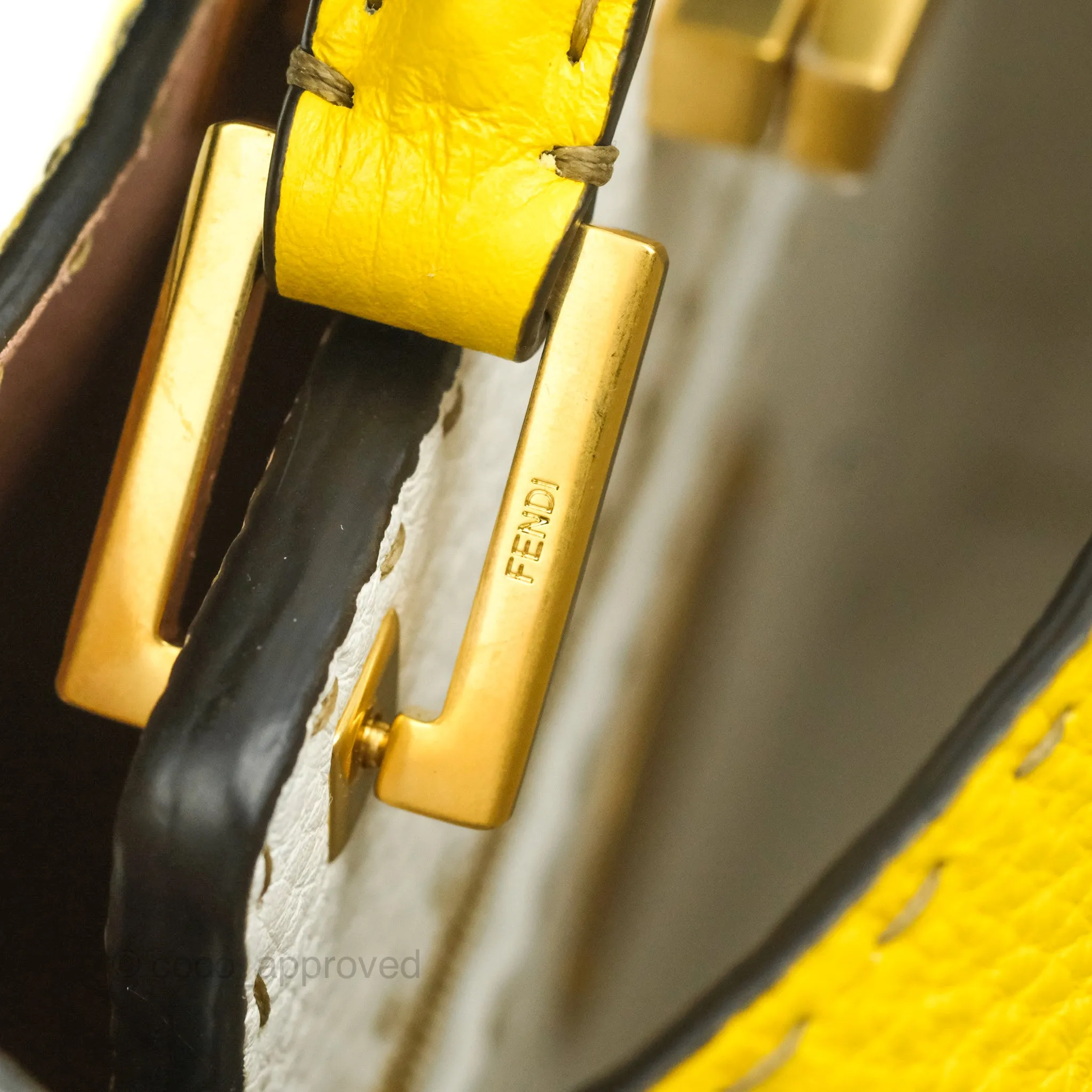 Fendi Small Peekaboo Iseeu Yellow Grained Leather Gold Hardware