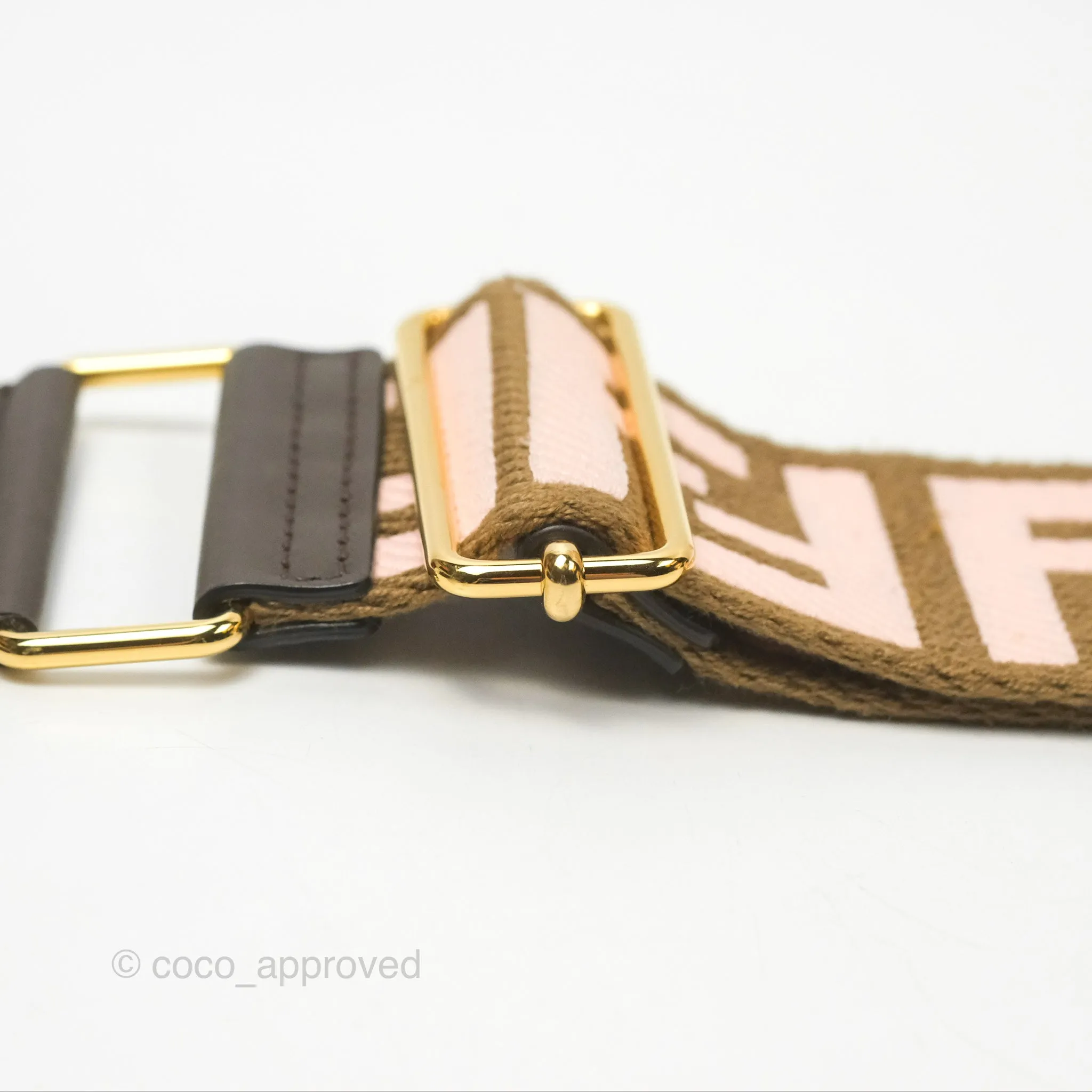 Fendi Strap You Shoulder Strap Pink Brown FF Jacquard