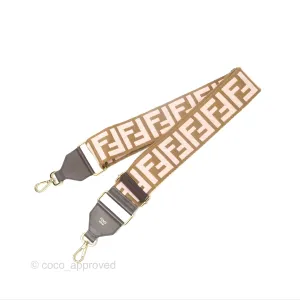 Fendi Strap You Shoulder Strap Pink Brown FF Jacquard