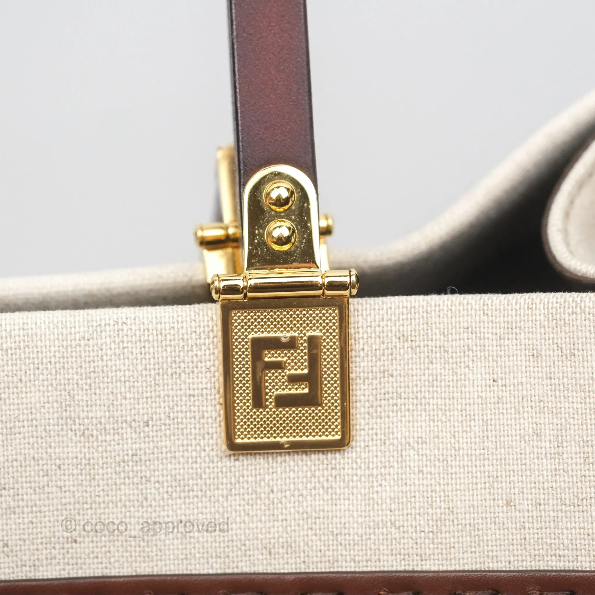 Fendi Sunshine Medium Tote Beige Fabric