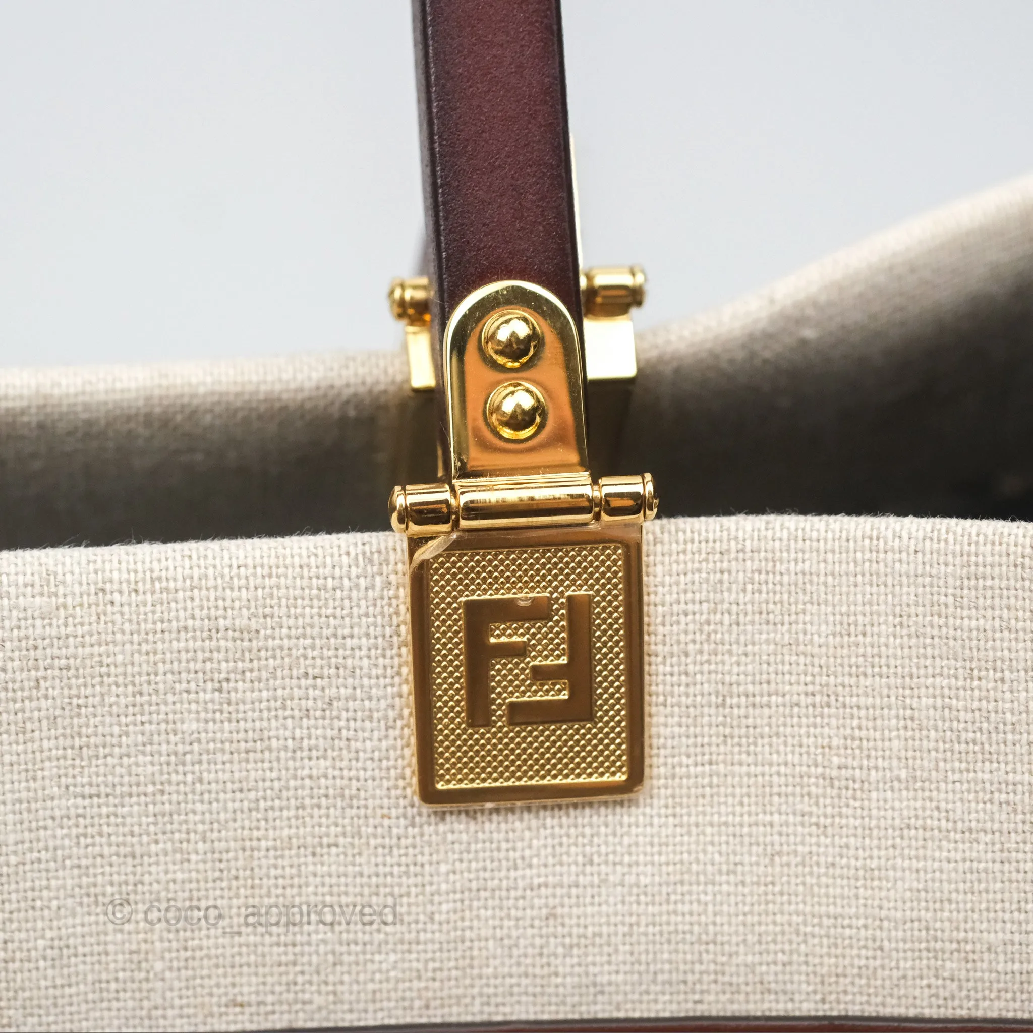 Fendi Sunshine Medium Tote Beige Fabric