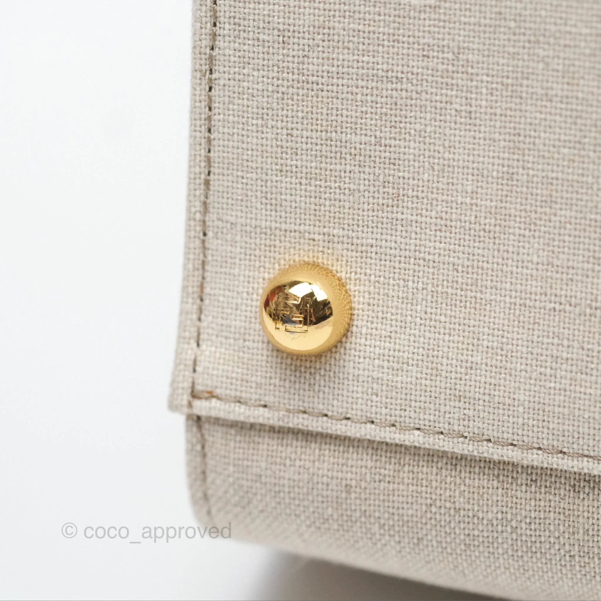 Fendi Sunshine Medium Tote Beige Fabric