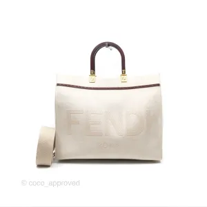 Fendi Sunshine Medium Tote Beige Fabric