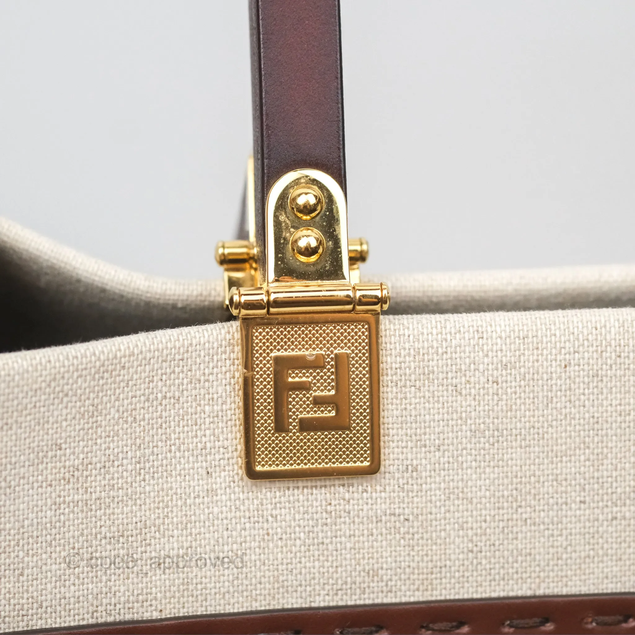 Fendi Sunshine Medium Tote Beige Fabric