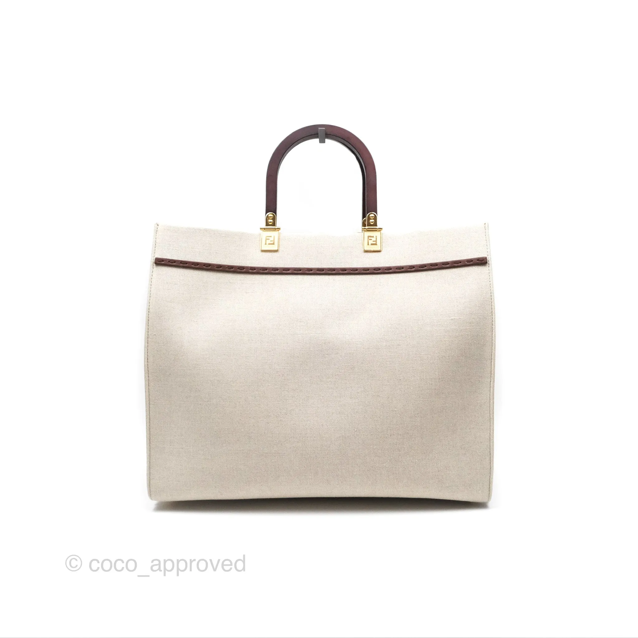 Fendi Sunshine Medium Tote Beige Fabric