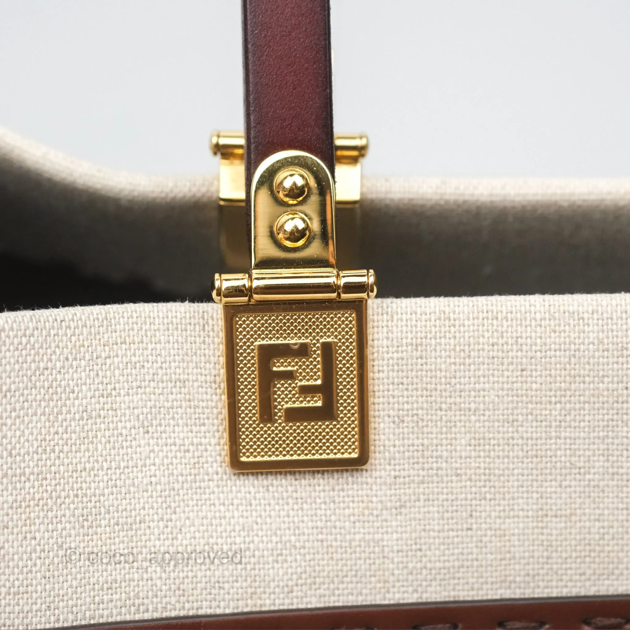 Fendi Sunshine Medium Tote Beige Fabric