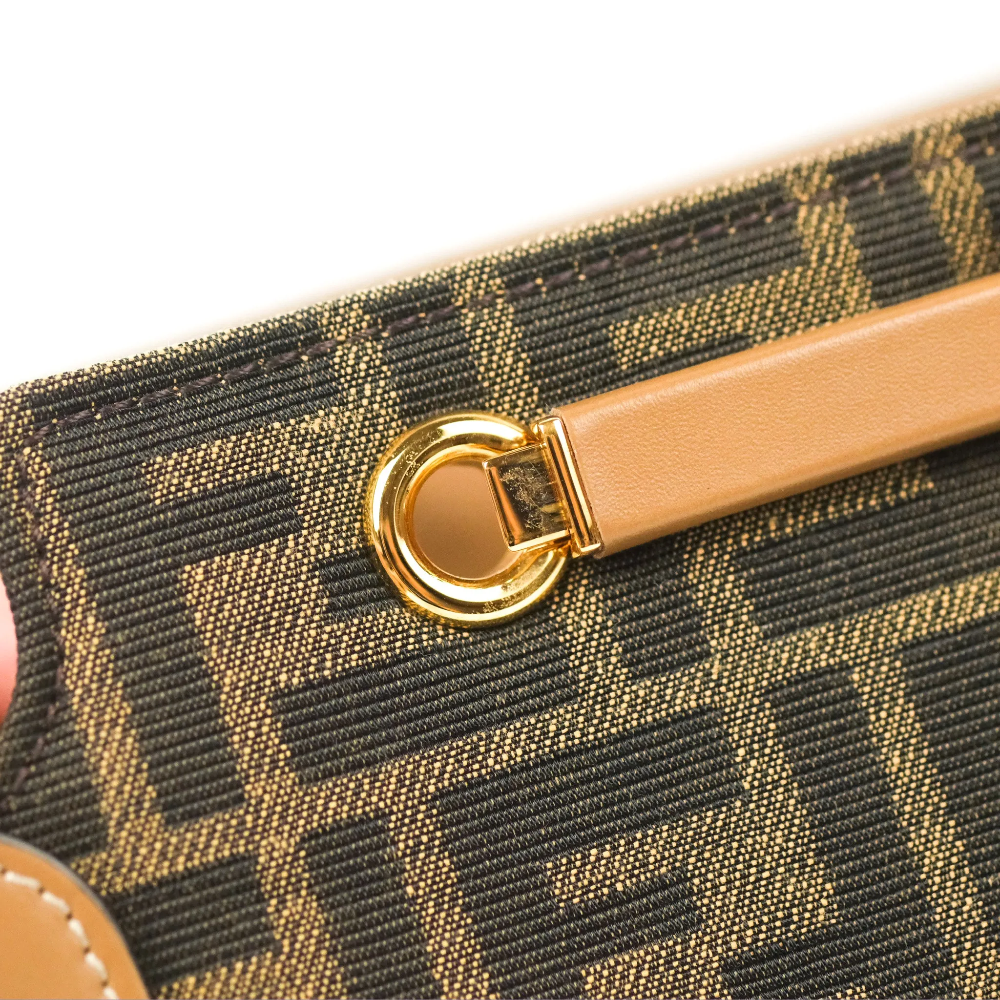 Fendi Touch Shoulder Bag FF Jacquard Brown Suede