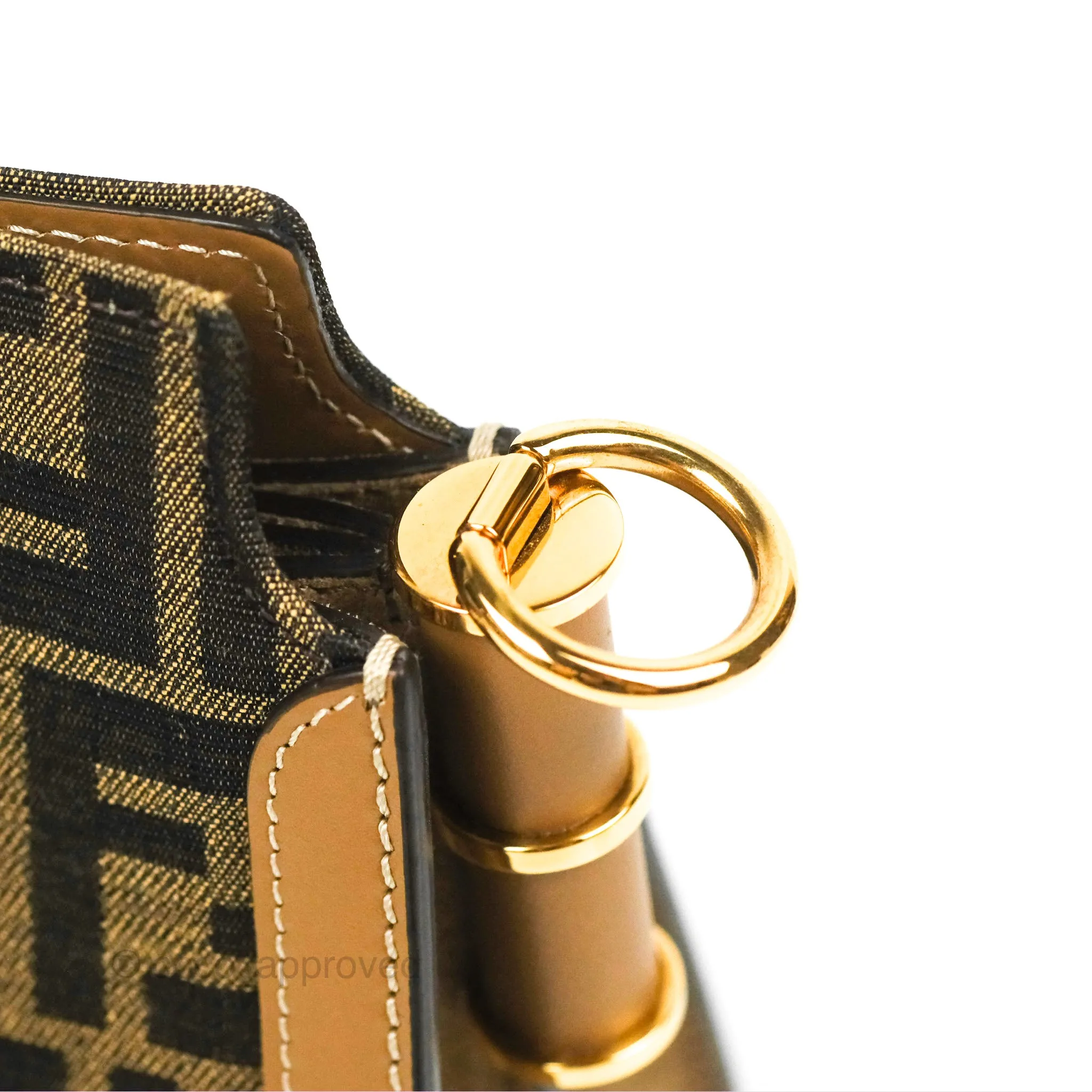 Fendi Touch Shoulder Bag FF Jacquard Brown Suede