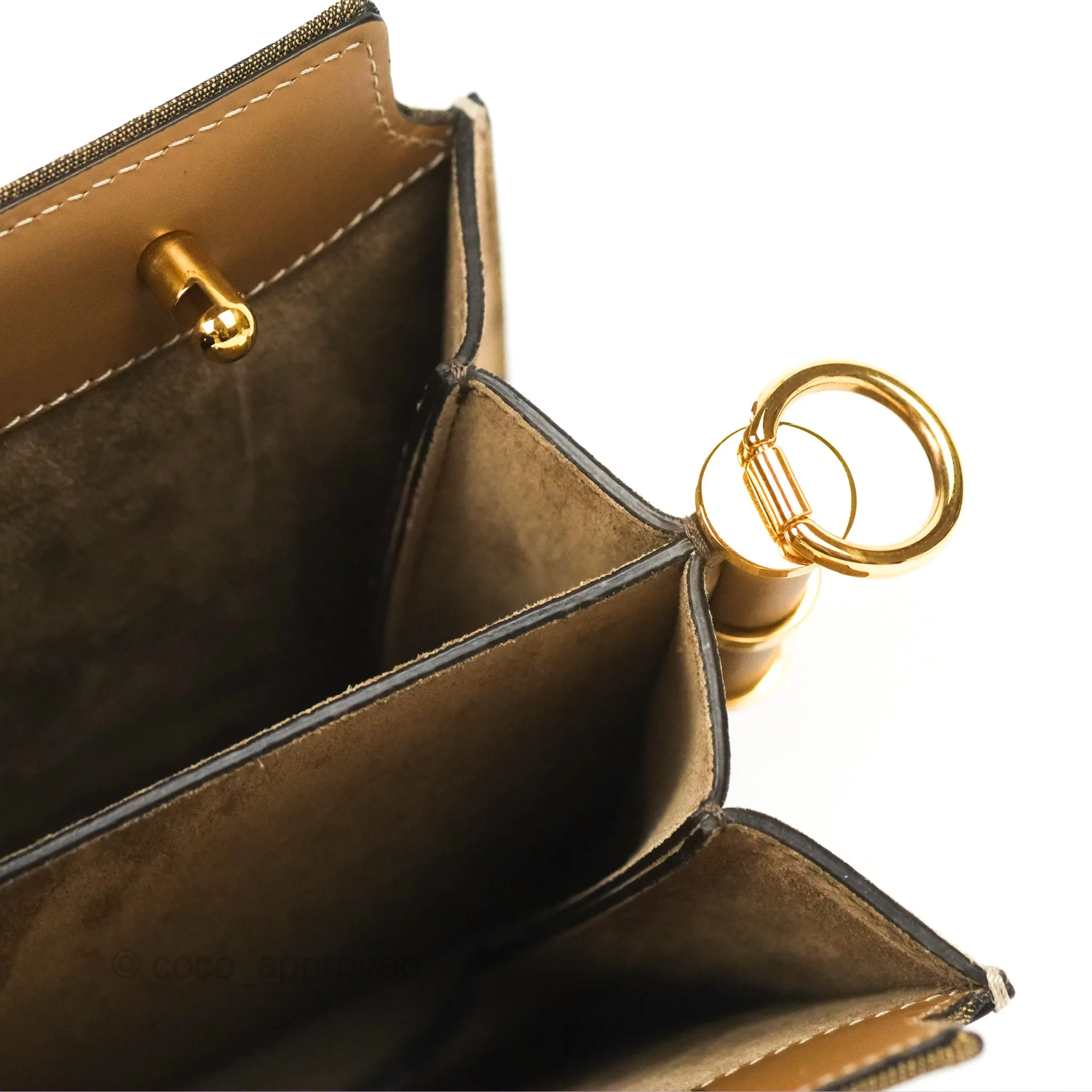 Fendi Touch Shoulder Bag FF Jacquard Brown Suede