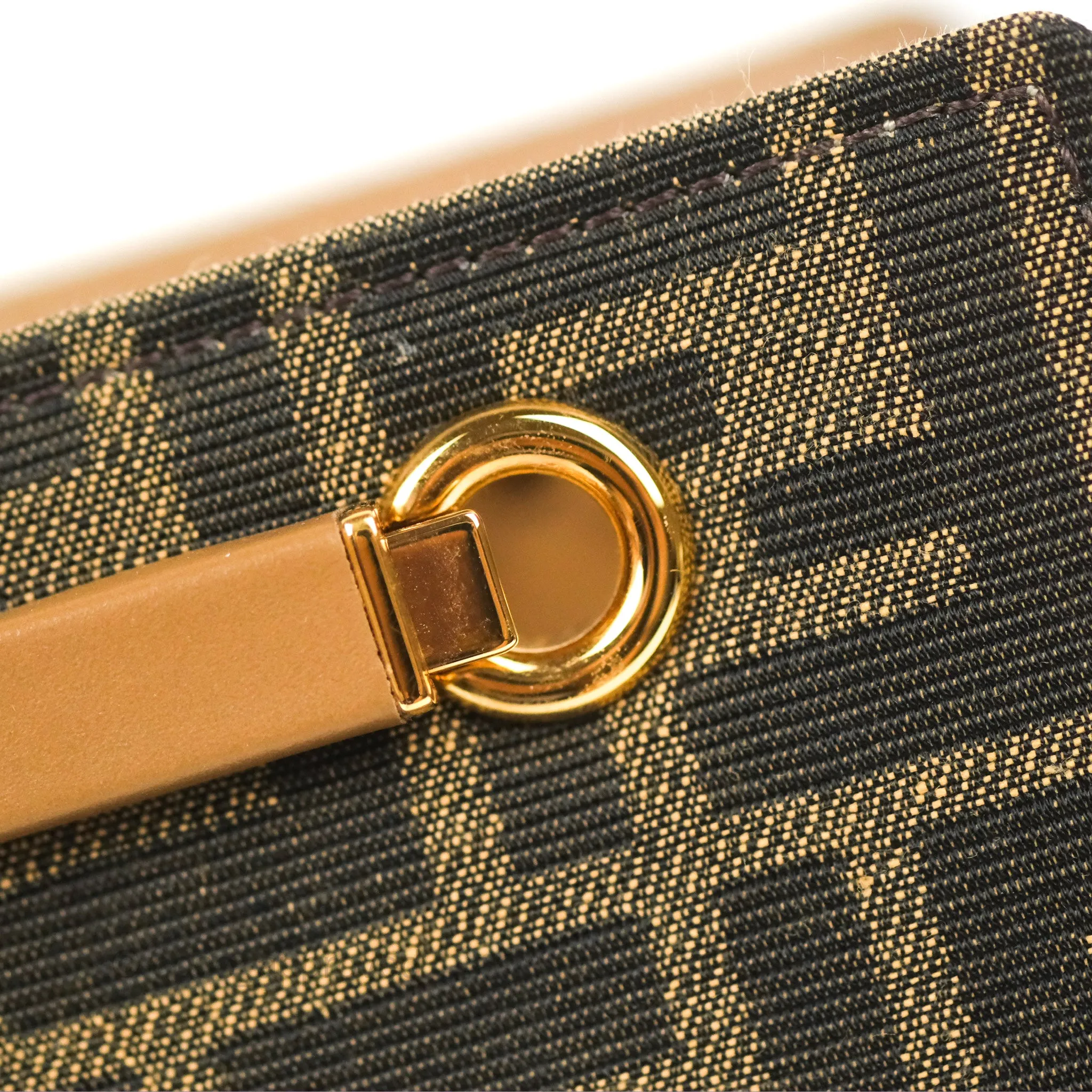 Fendi Touch Shoulder Bag FF Jacquard Brown Suede