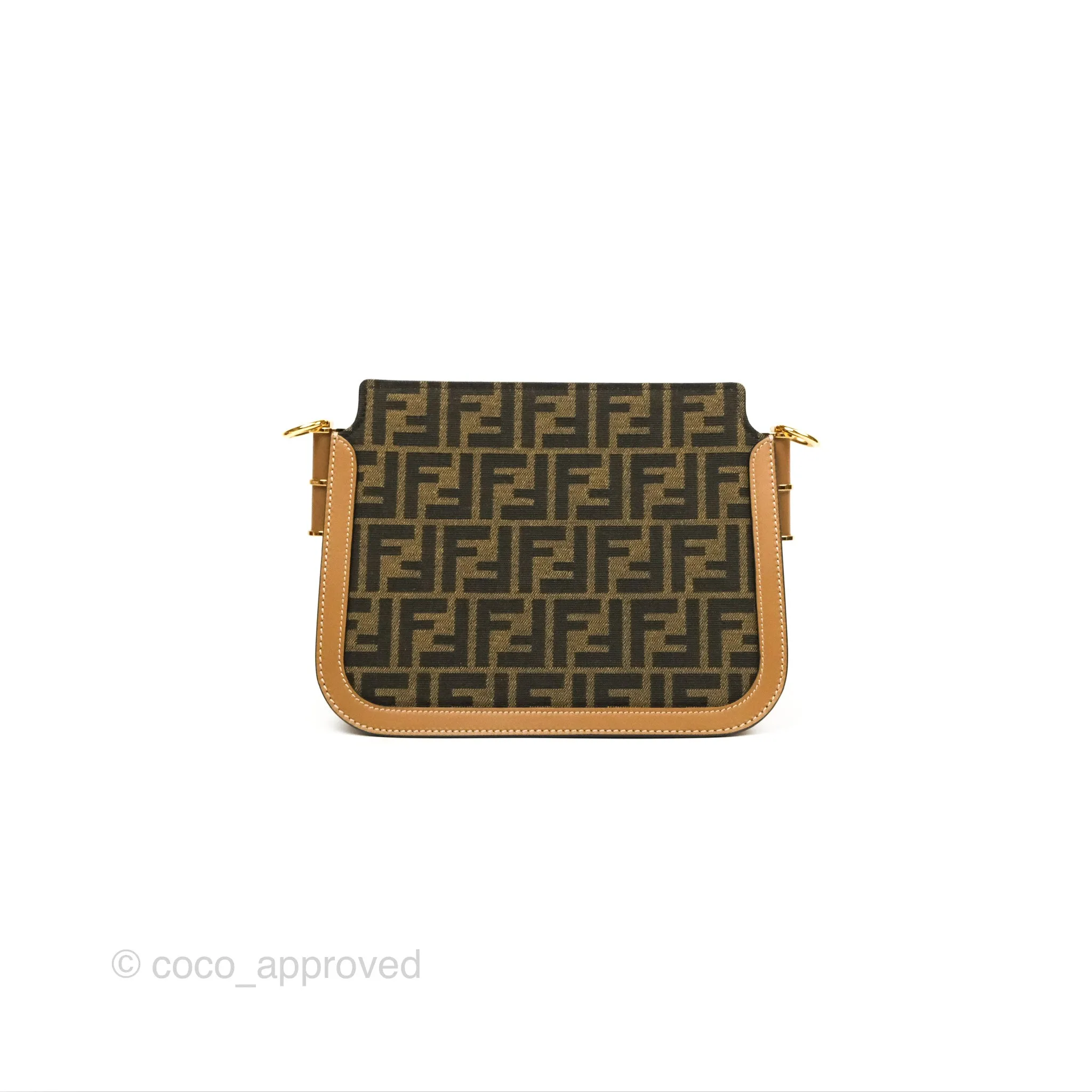 Fendi Touch Shoulder Bag FF Jacquard Brown Suede
