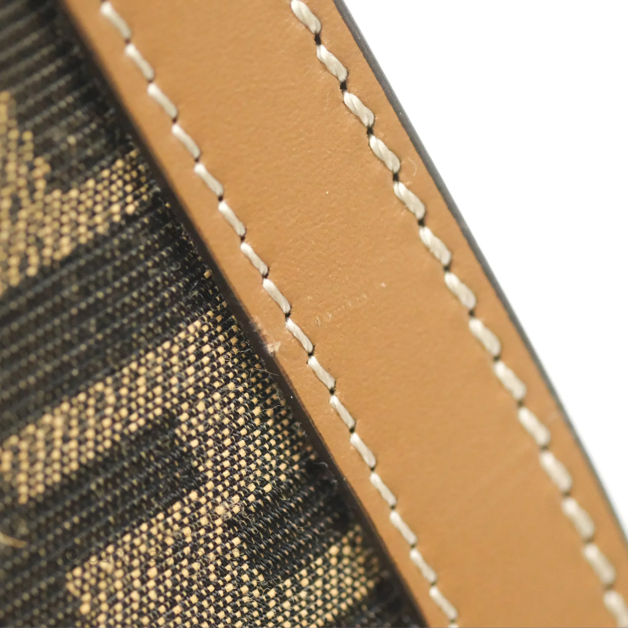 Fendi Touch Shoulder Bag FF Jacquard Brown Suede