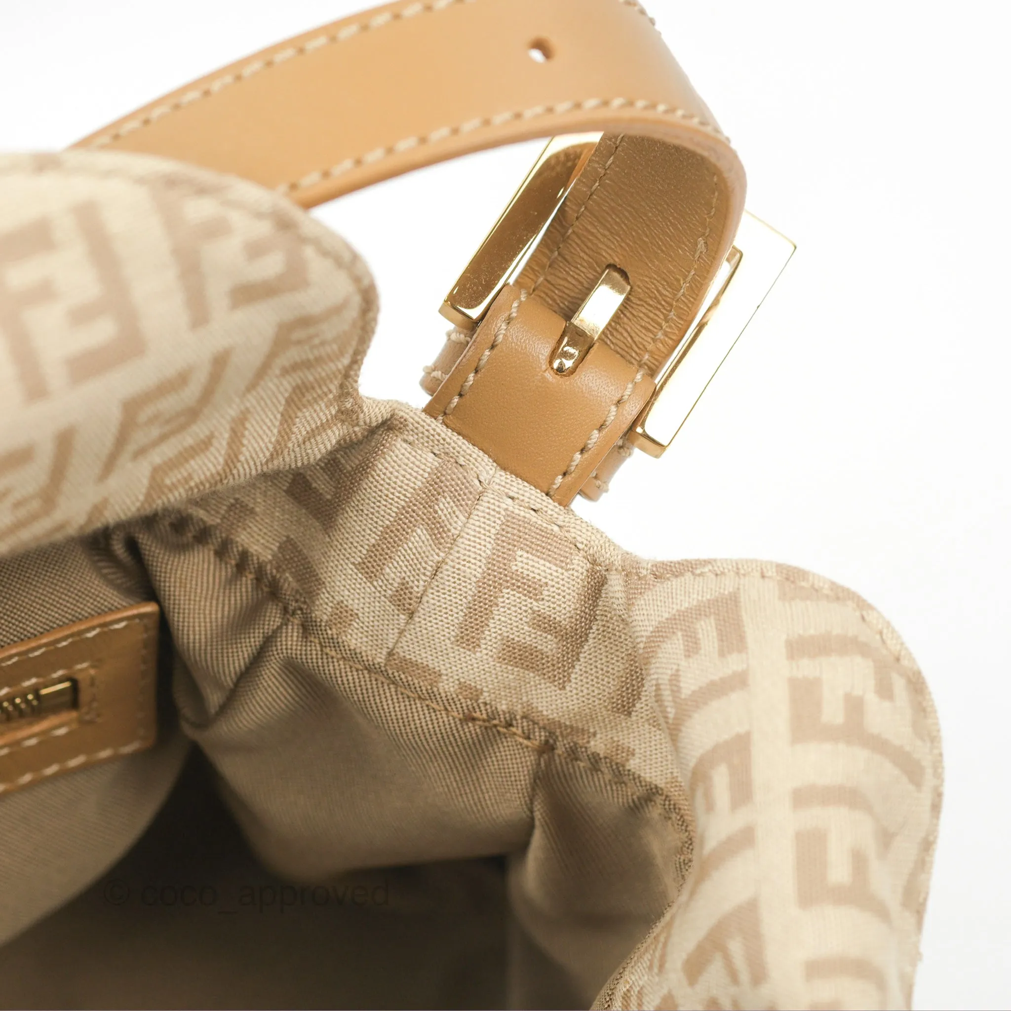 Fendi Vintage Baguette Shoulder Bag Beige Zucchino Canvas