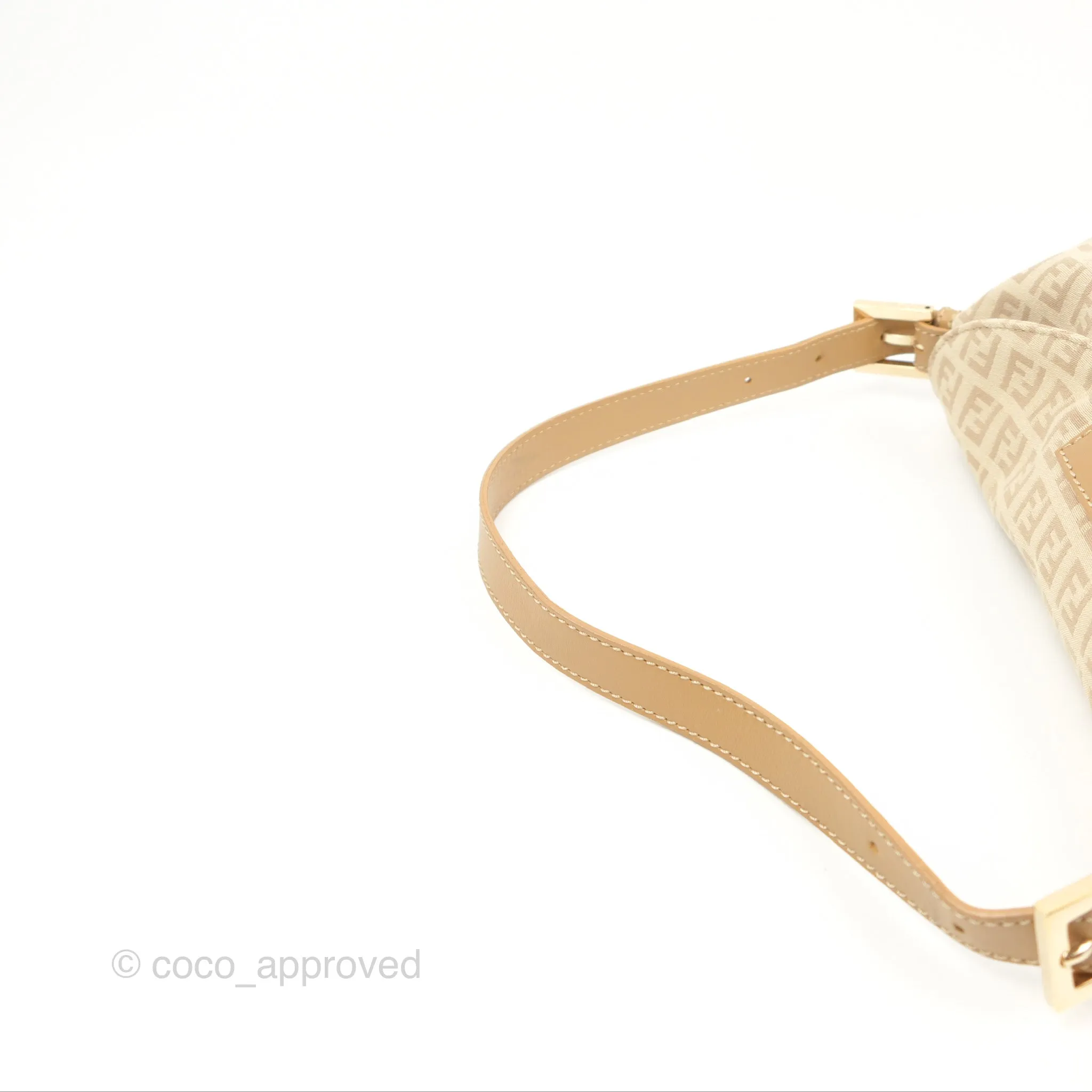 Fendi Vintage Baguette Shoulder Bag Beige Zucchino Canvas