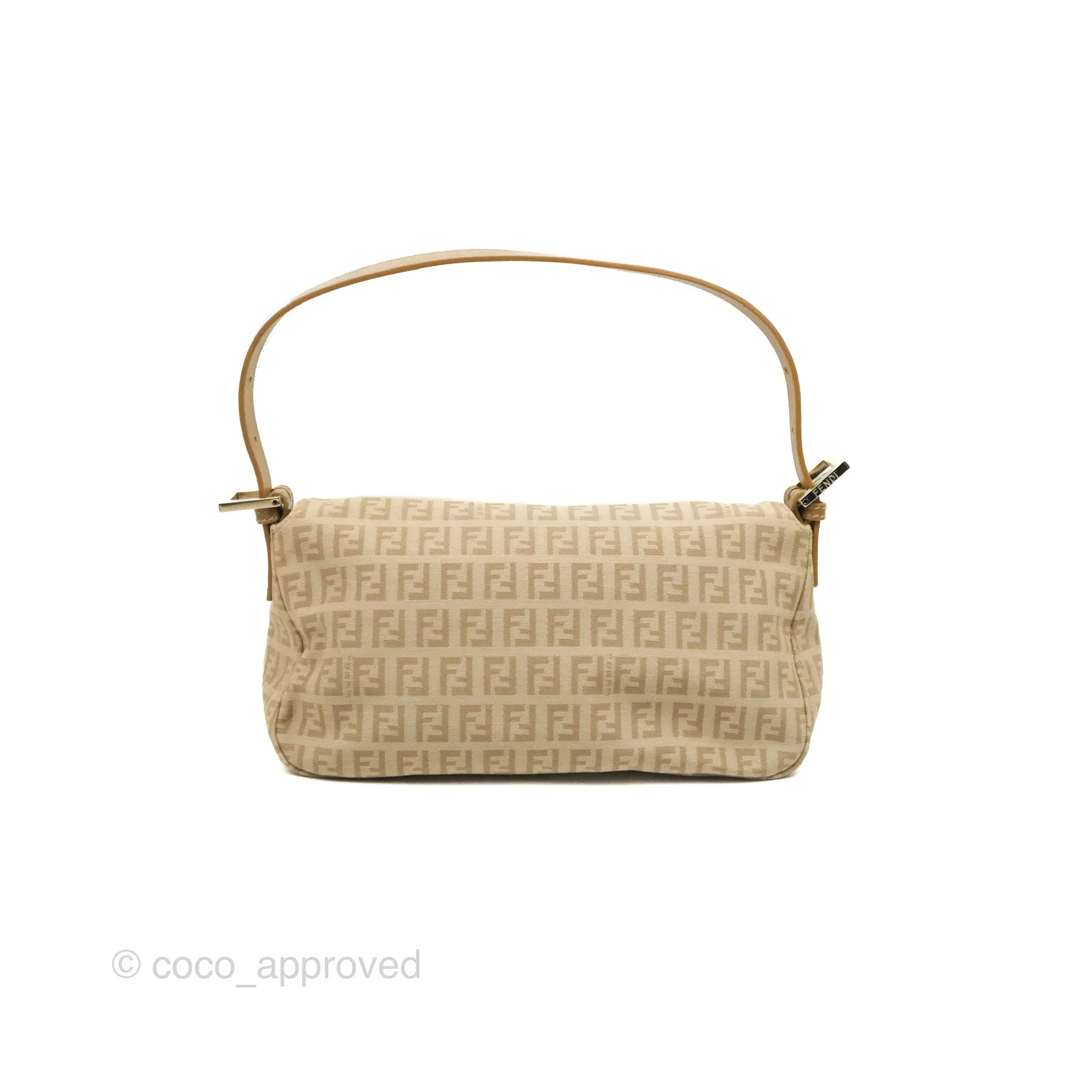 Fendi Vintage Baguette Shoulder Bag Beige Zucchino Canvas