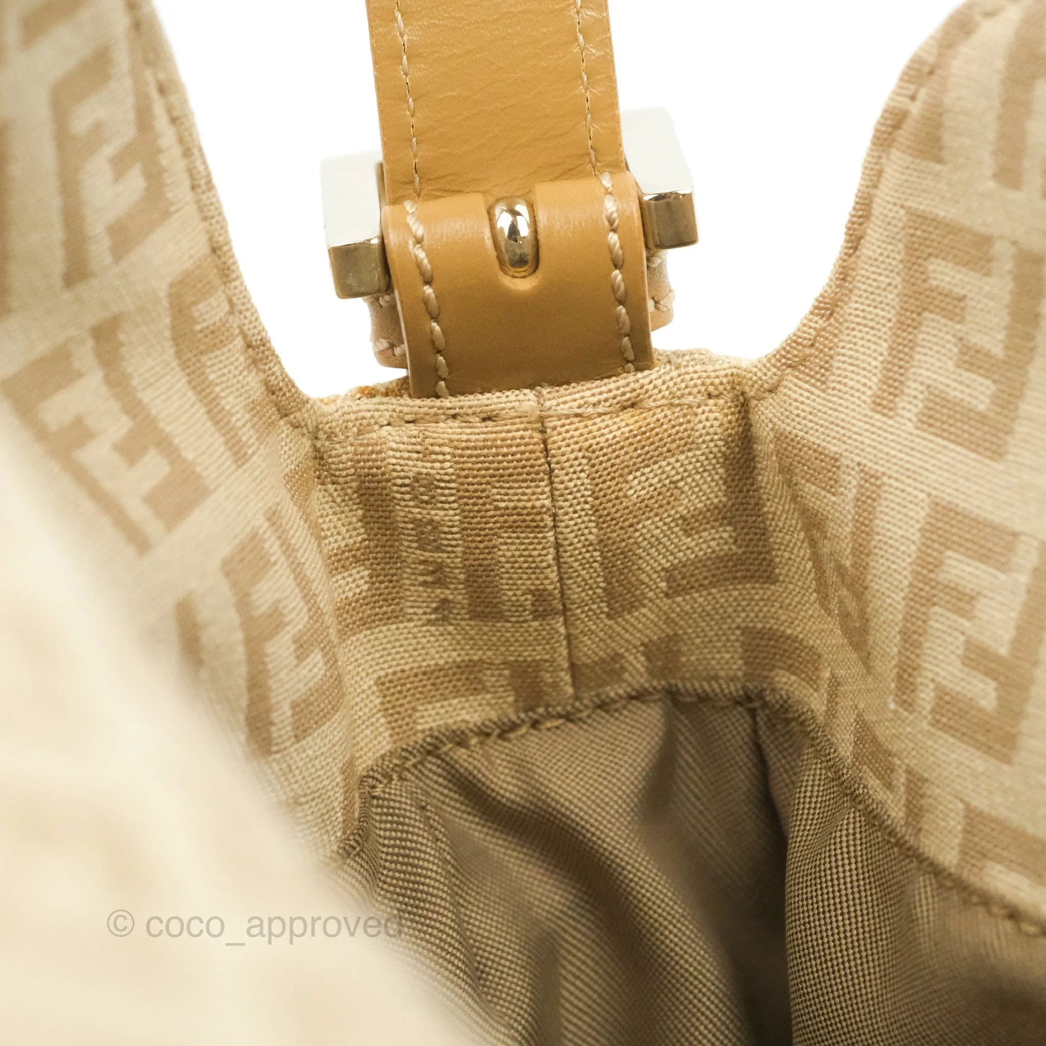 Fendi Vintage Baguette Shoulder Bag Beige Zucchino Canvas
