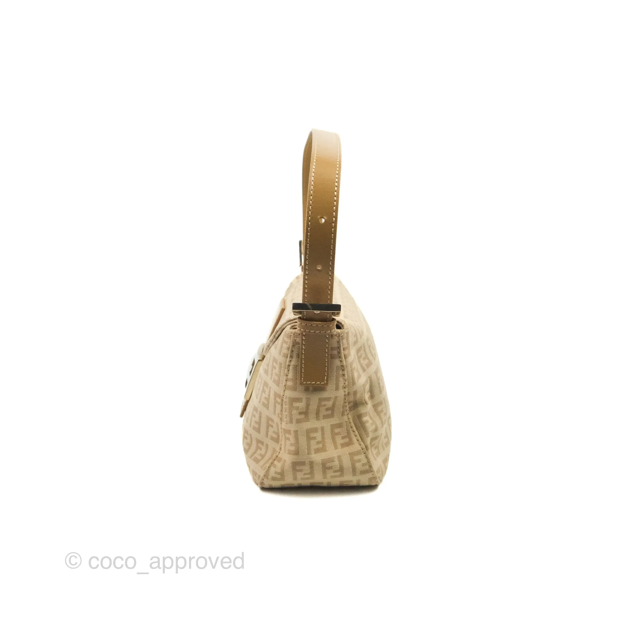 Fendi Vintage Baguette Shoulder Bag Beige Zucchino Canvas