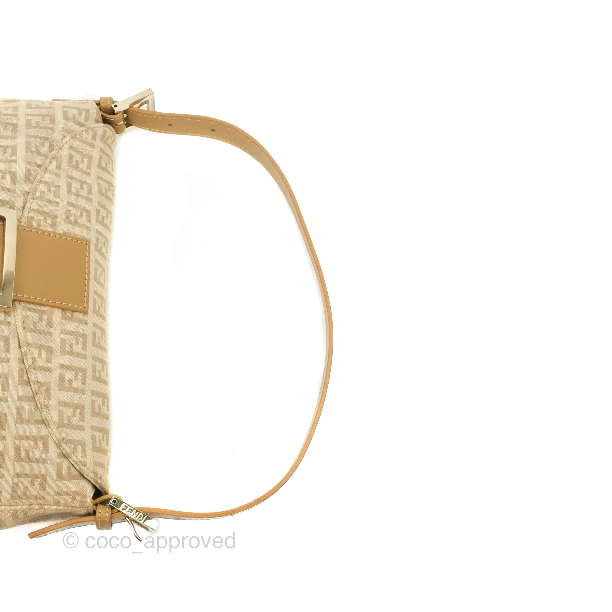 Fendi Vintage Baguette Shoulder Bag Beige Zucchino Canvas