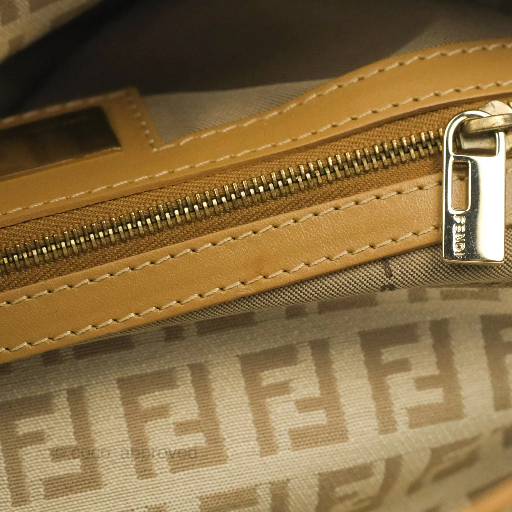 Fendi Vintage Baguette Shoulder Bag Beige Zucchino Canvas