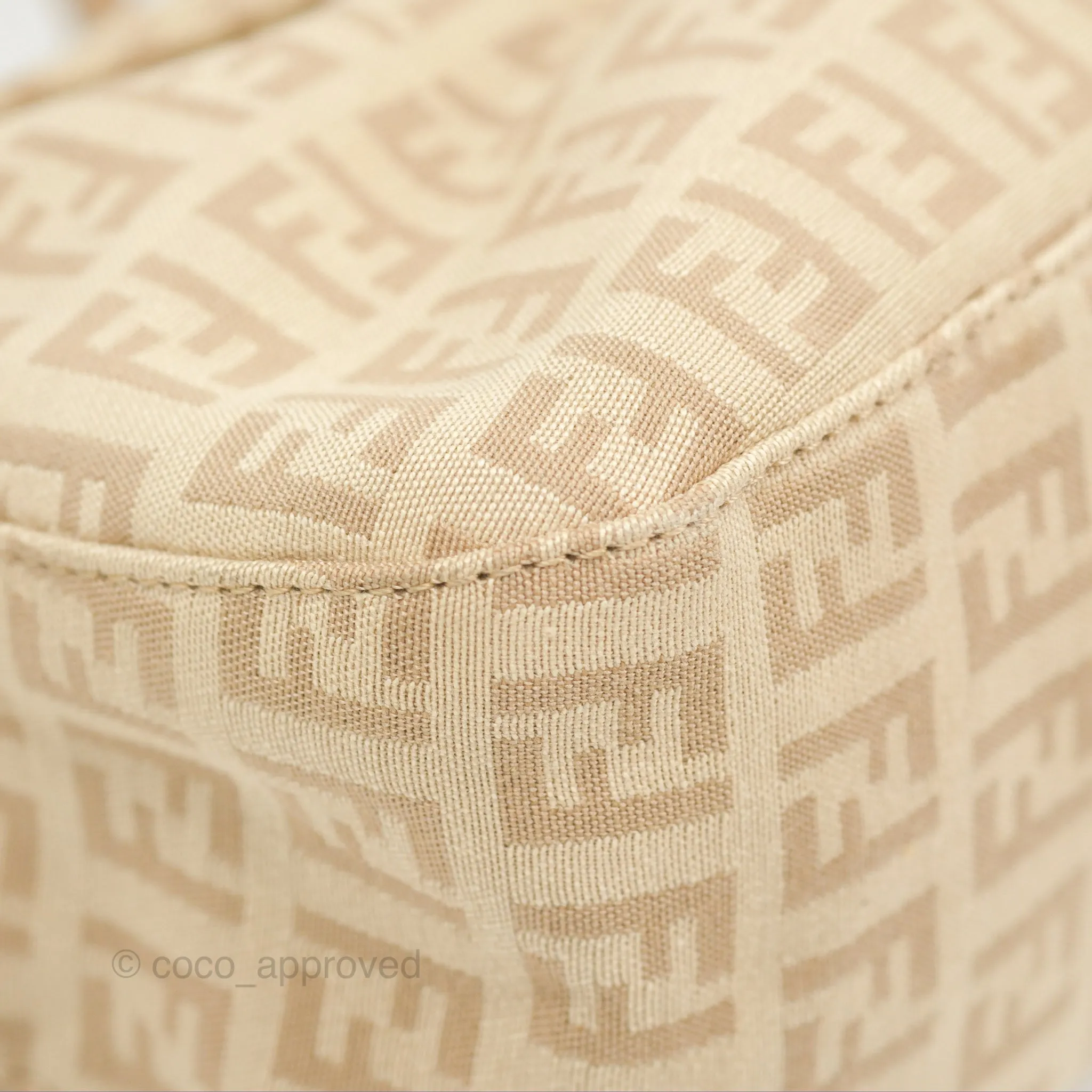 Fendi Vintage Baguette Shoulder Bag Beige Zucchino Canvas