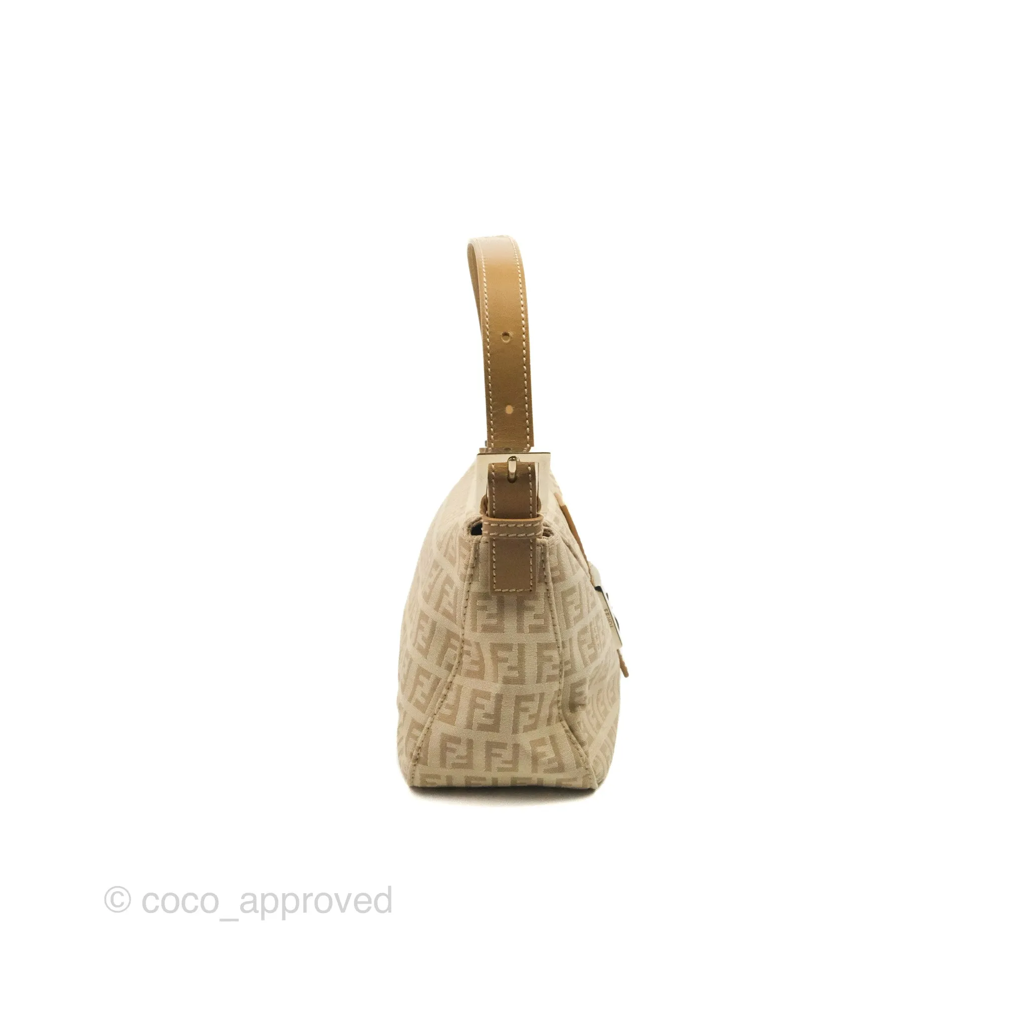 Fendi Vintage Baguette Shoulder Bag Beige Zucchino Canvas