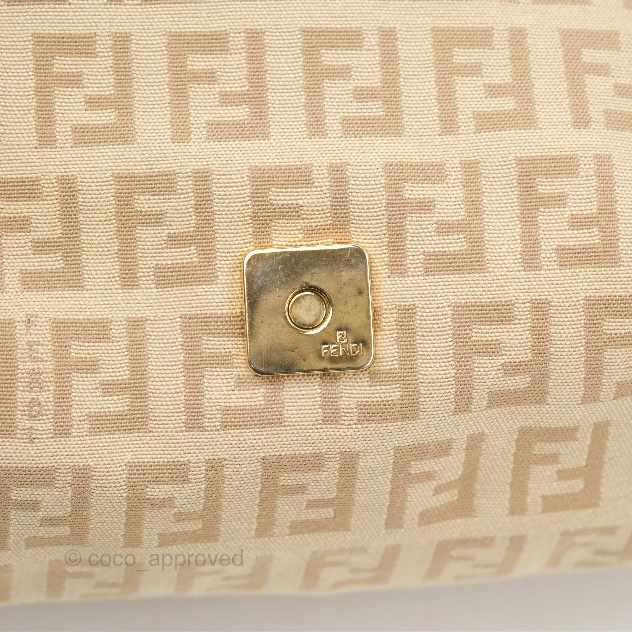 Fendi Vintage Baguette Shoulder Bag Beige Zucchino Canvas