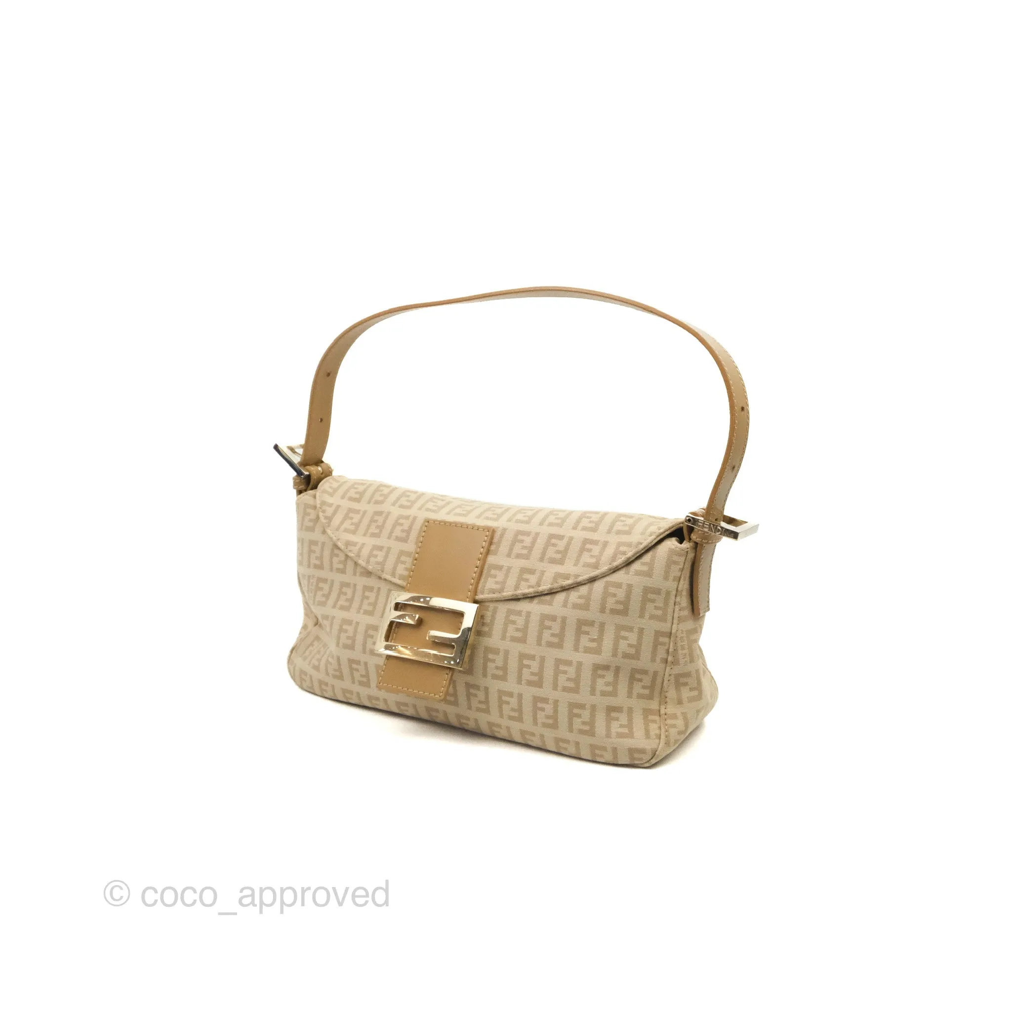 Fendi Vintage Baguette Shoulder Bag Beige Zucchino Canvas