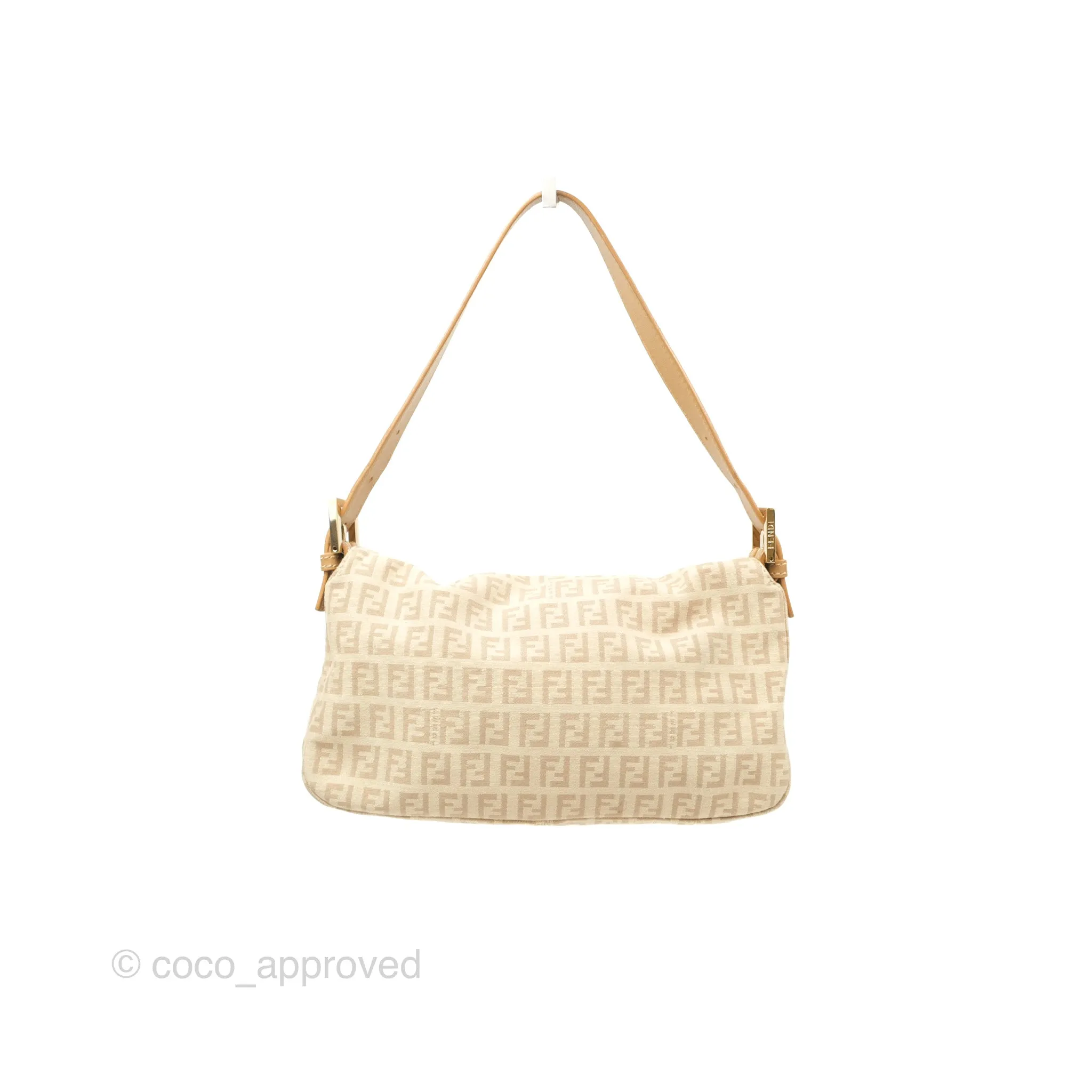Fendi Vintage Baguette Shoulder Bag Beige Zucchino Canvas