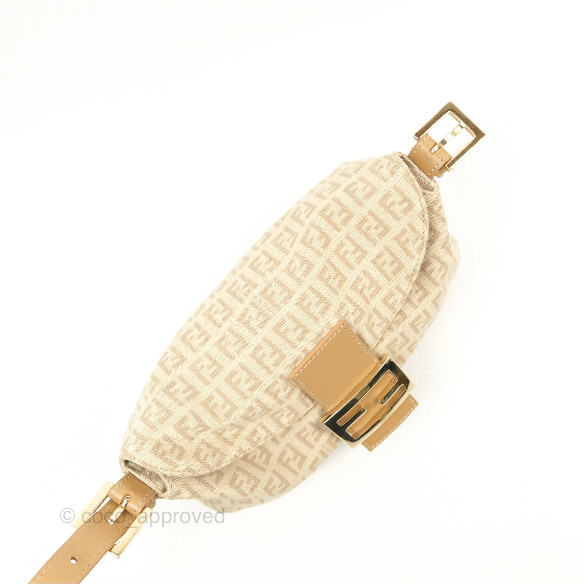 Fendi Vintage Baguette Shoulder Bag Beige Zucchino Canvas