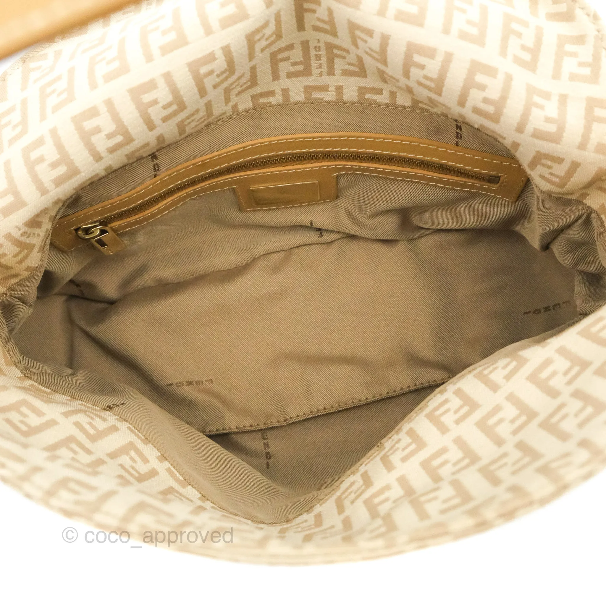 Fendi Vintage Baguette Shoulder Bag Beige Zucchino Canvas