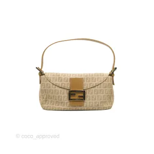 Fendi Vintage Baguette Shoulder Bag Beige Zucchino Canvas
