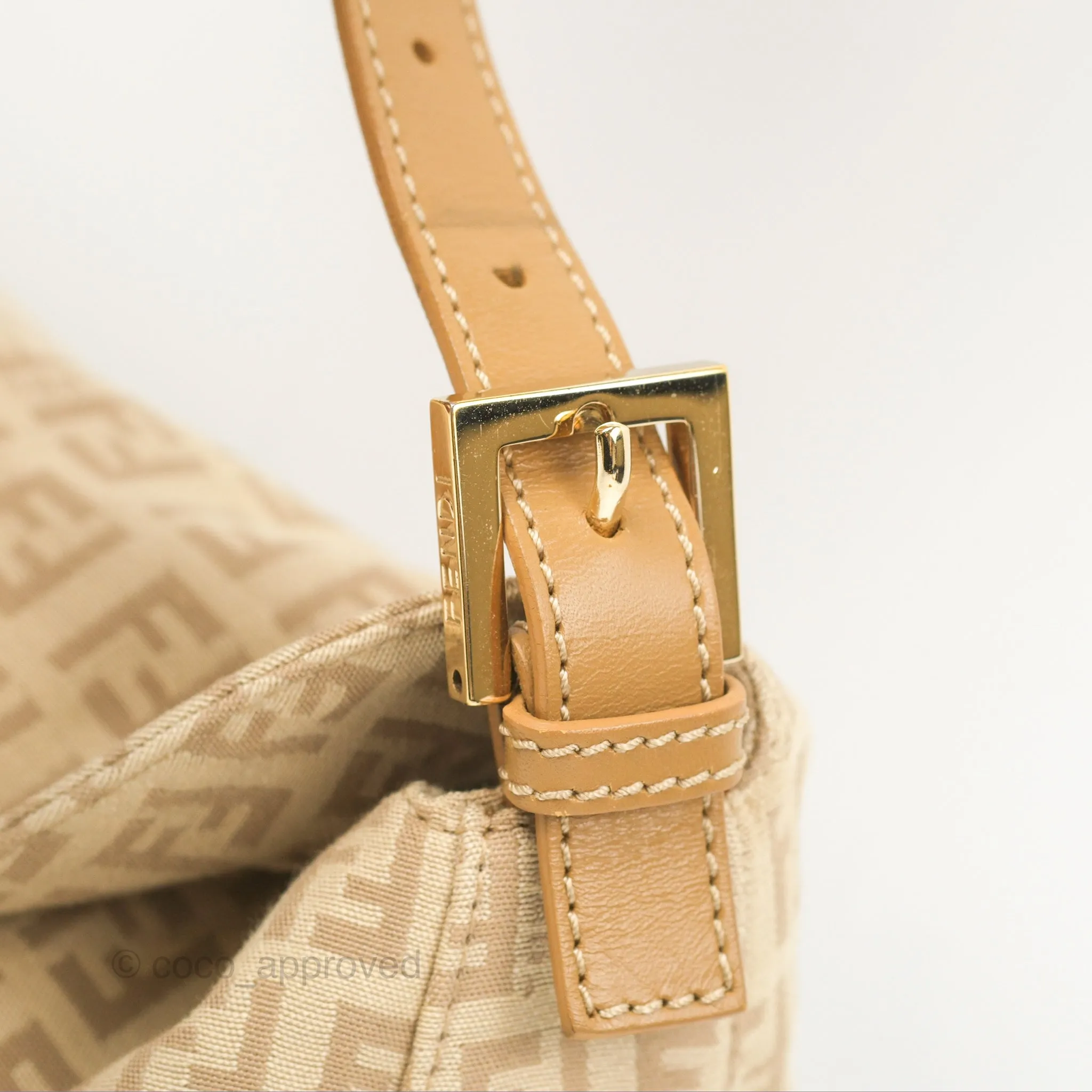 Fendi Vintage Baguette Shoulder Bag Beige Zucchino Canvas