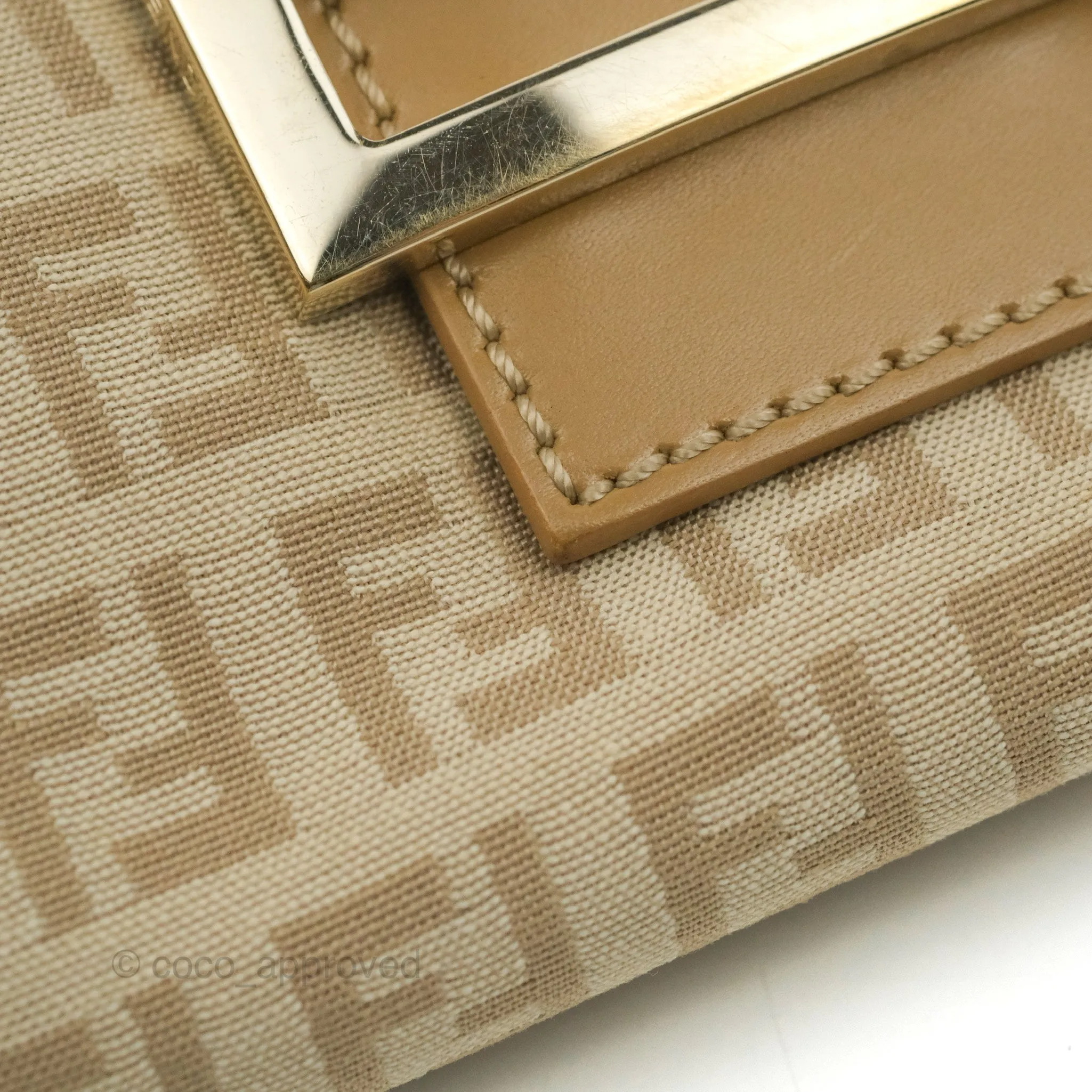 Fendi Vintage Baguette Shoulder Bag Beige Zucchino Canvas