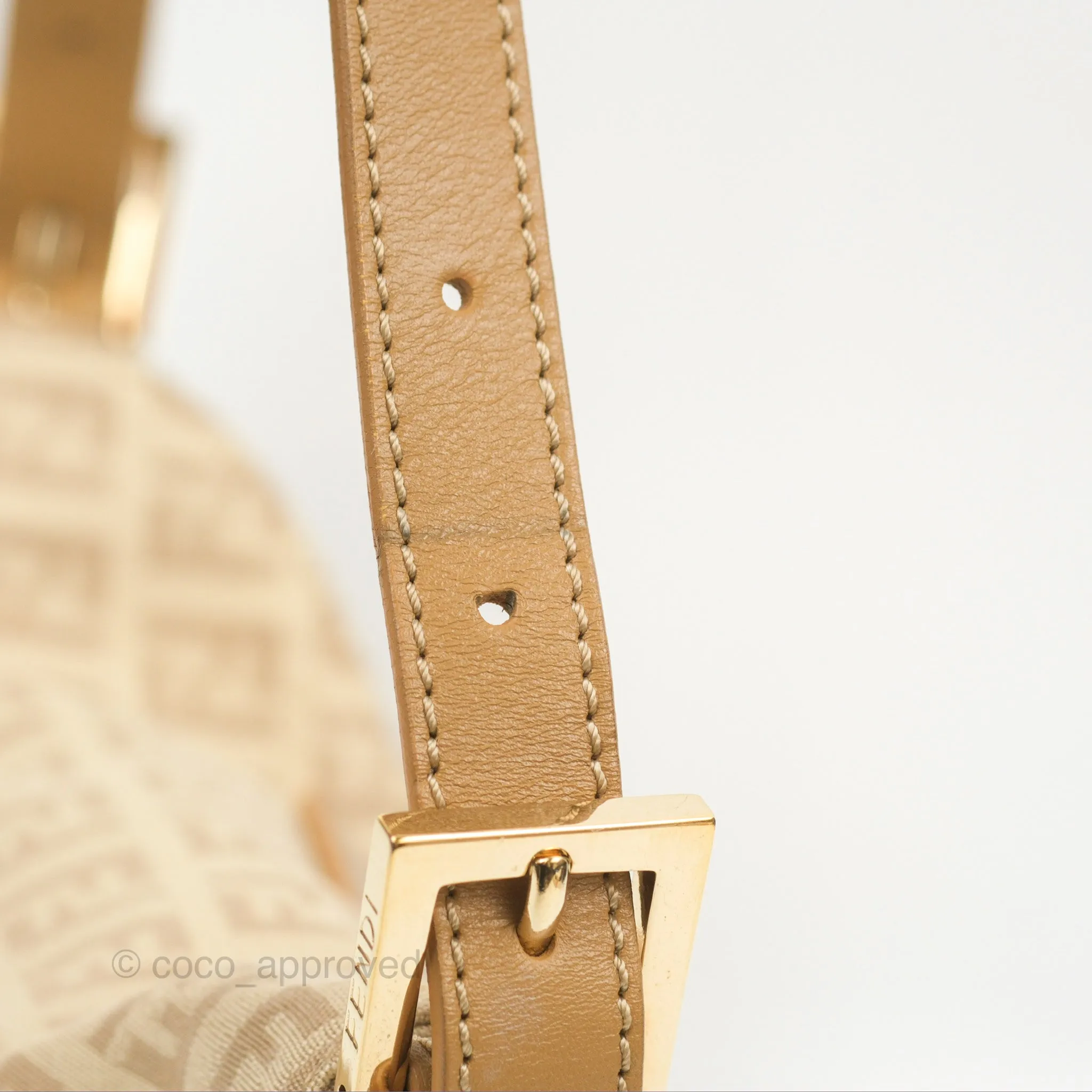 Fendi Vintage Baguette Shoulder Bag Beige Zucchino Canvas