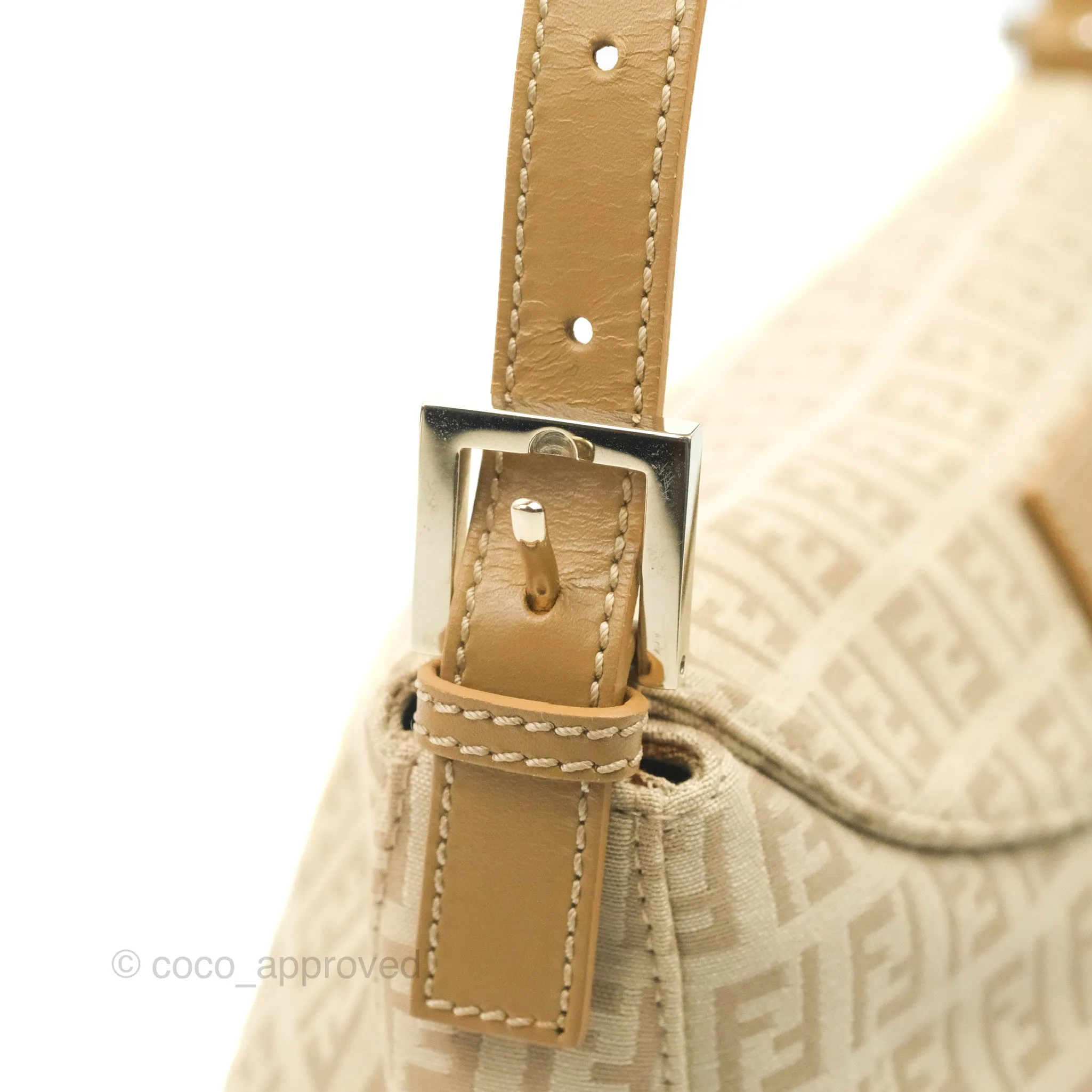 Fendi Vintage Baguette Shoulder Bag Beige Zucchino Canvas