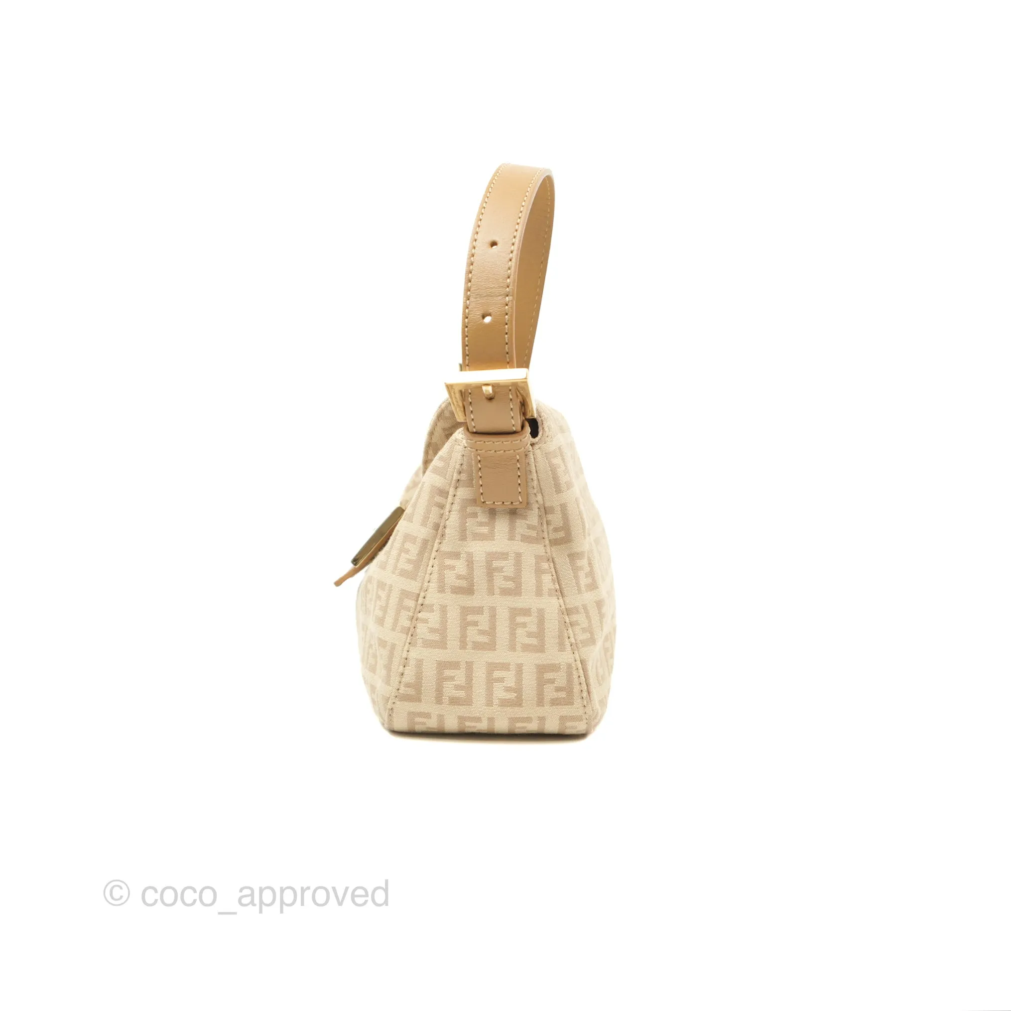 Fendi Vintage Baguette Shoulder Bag Beige Zucchino Canvas