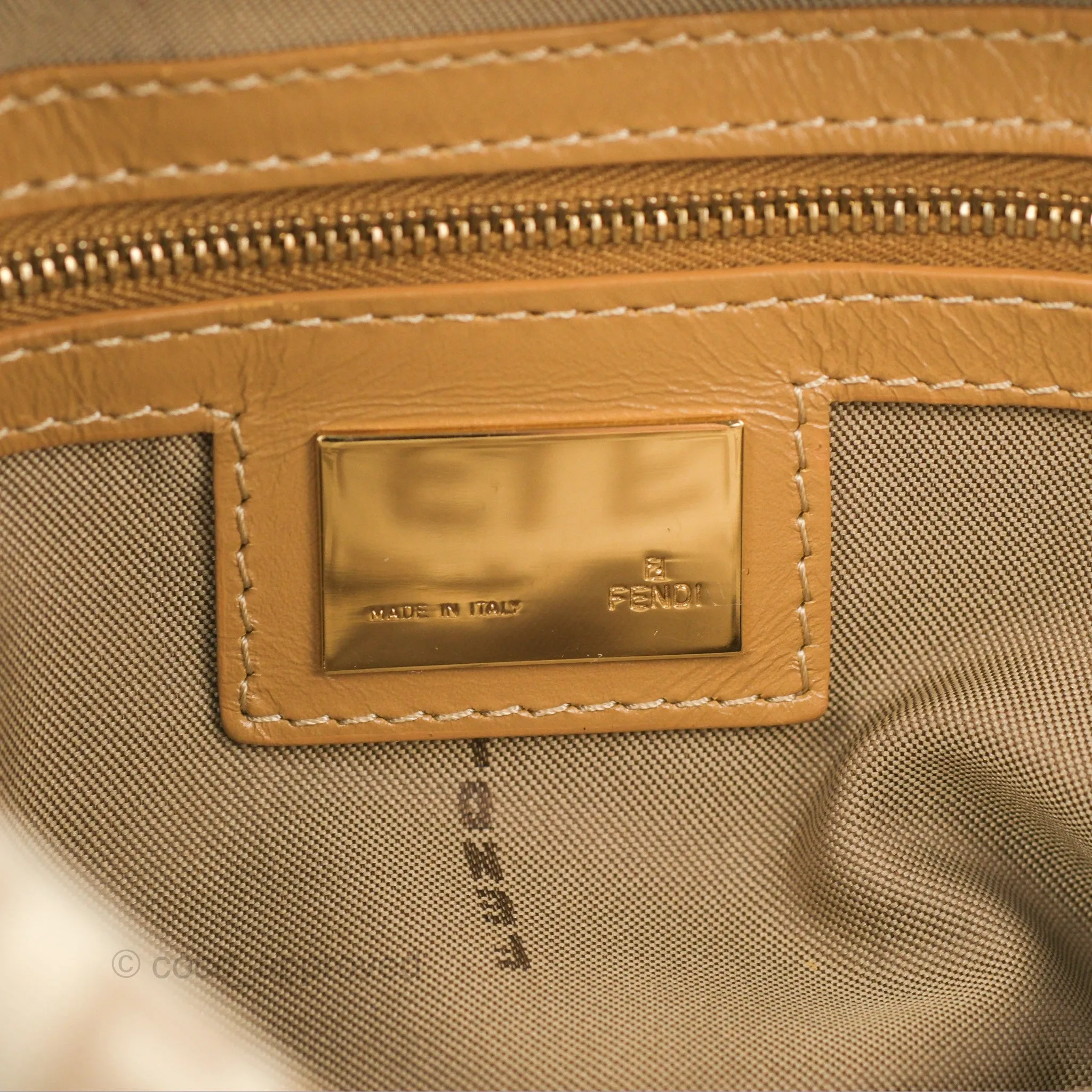 Fendi Vintage Baguette Shoulder Bag Beige Zucchino Canvas