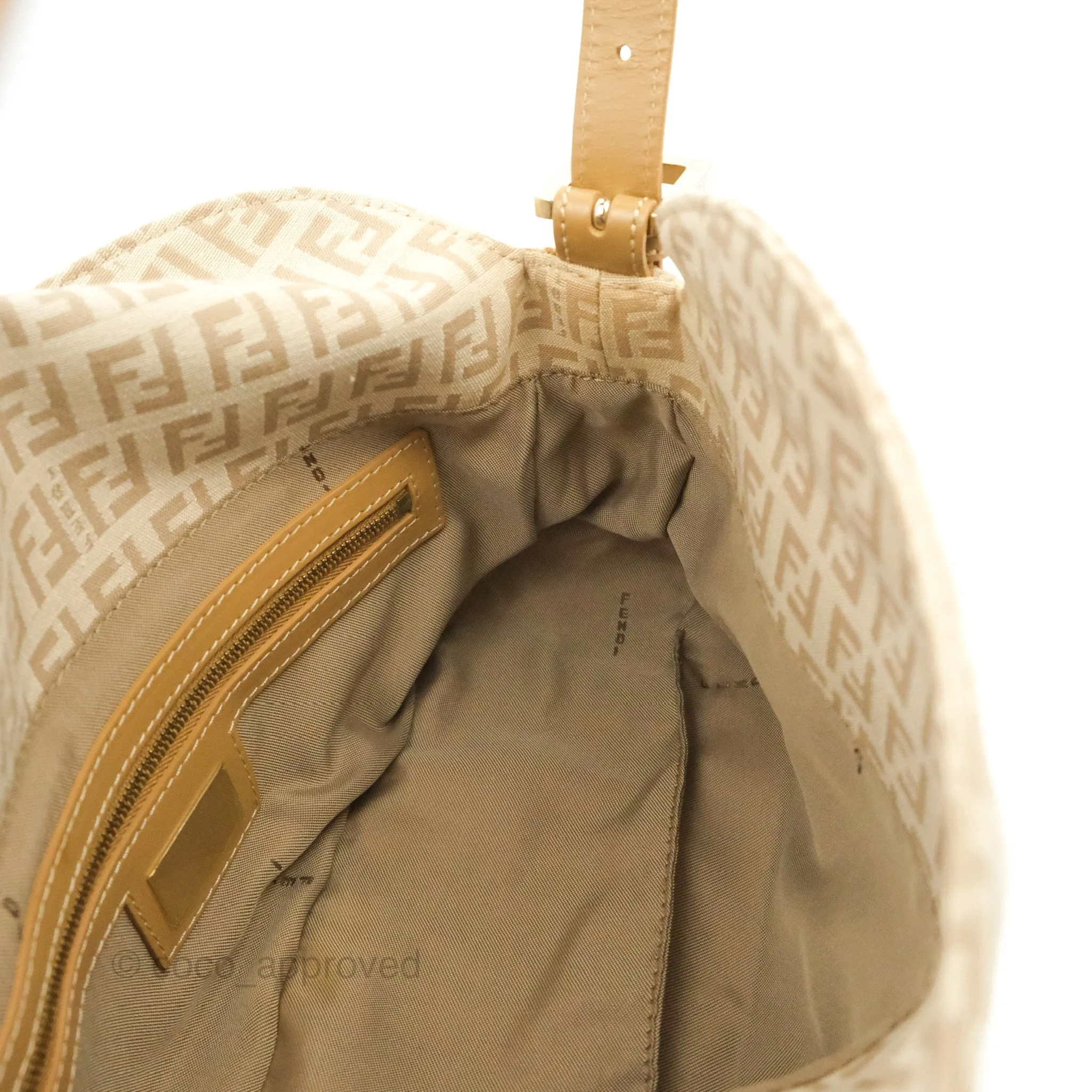 Fendi Vintage Baguette Shoulder Bag Beige Zucchino Canvas