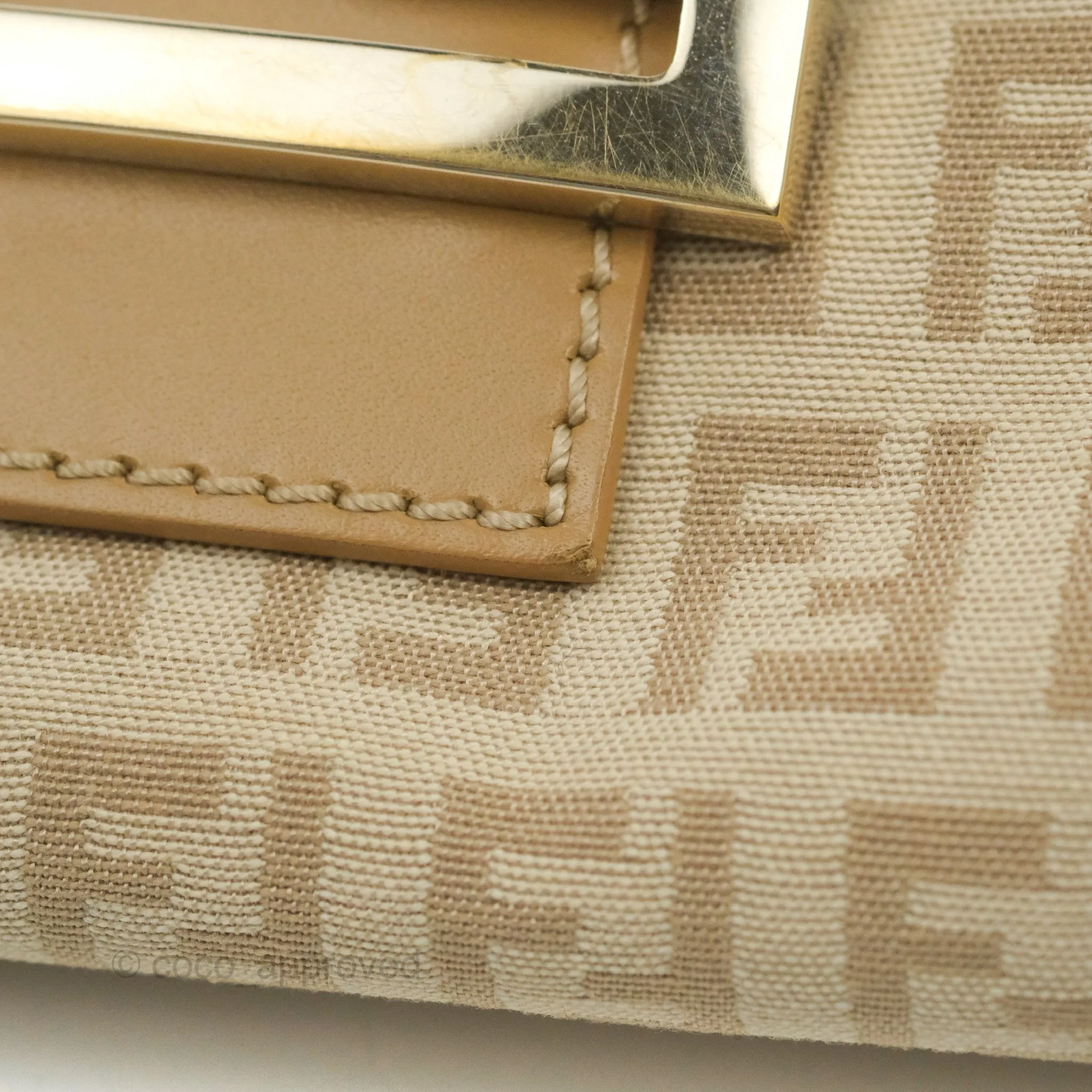 Fendi Vintage Baguette Shoulder Bag Beige Zucchino Canvas