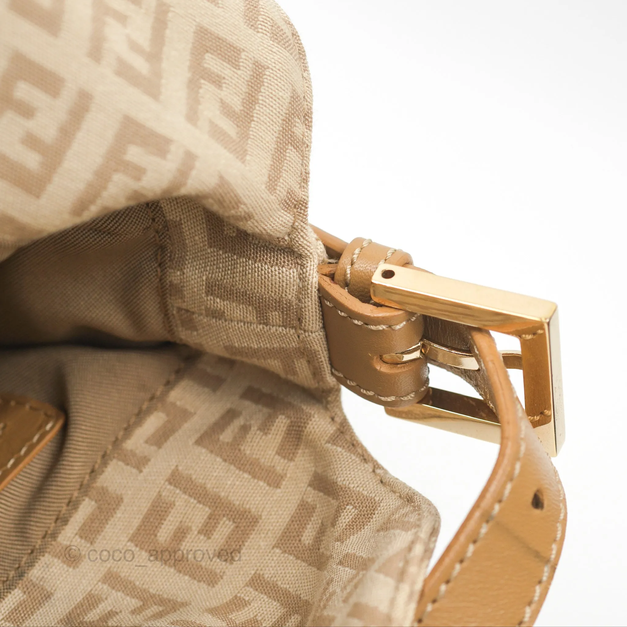 Fendi Vintage Baguette Shoulder Bag Beige Zucchino Canvas