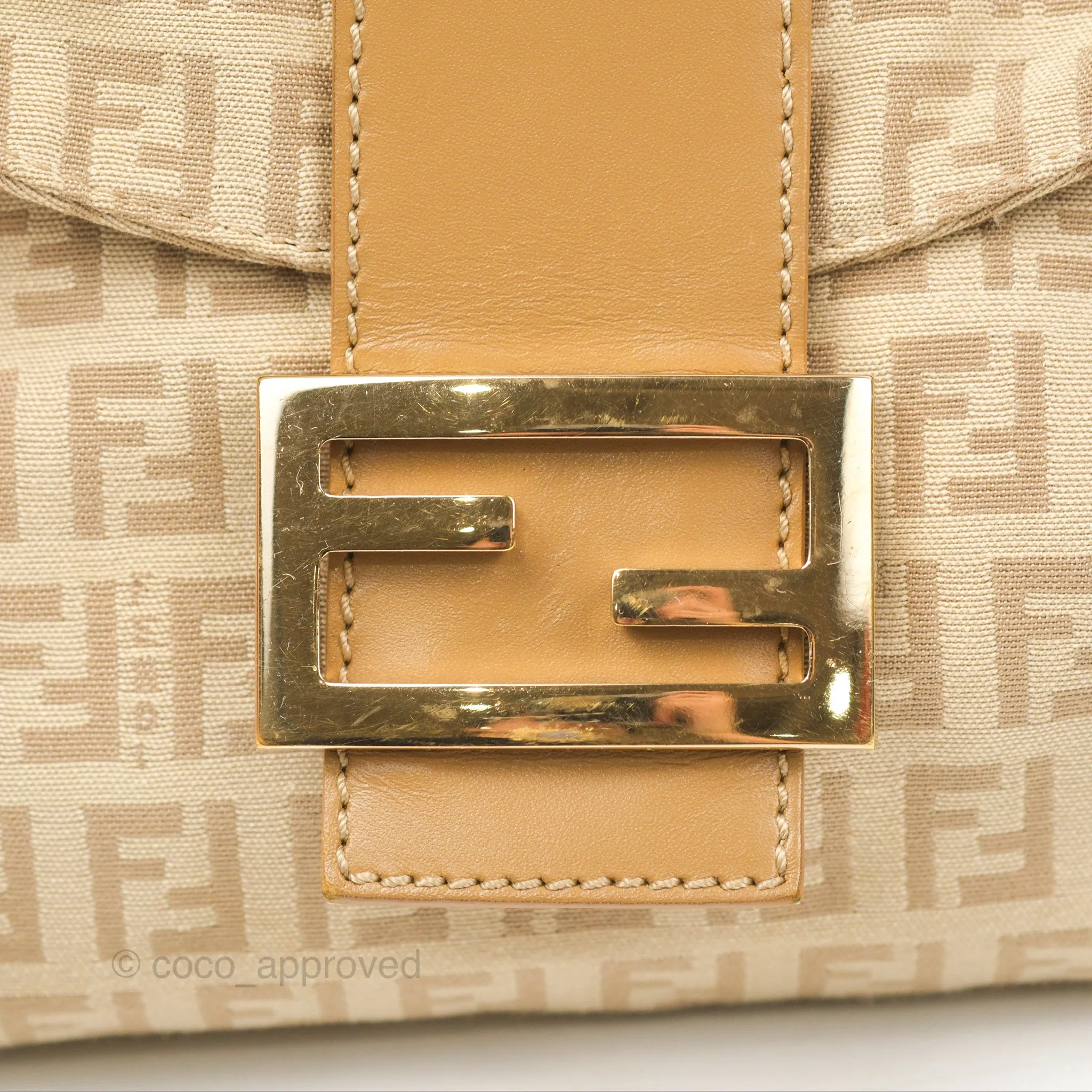 Fendi Vintage Baguette Shoulder Bag Beige Zucchino Canvas