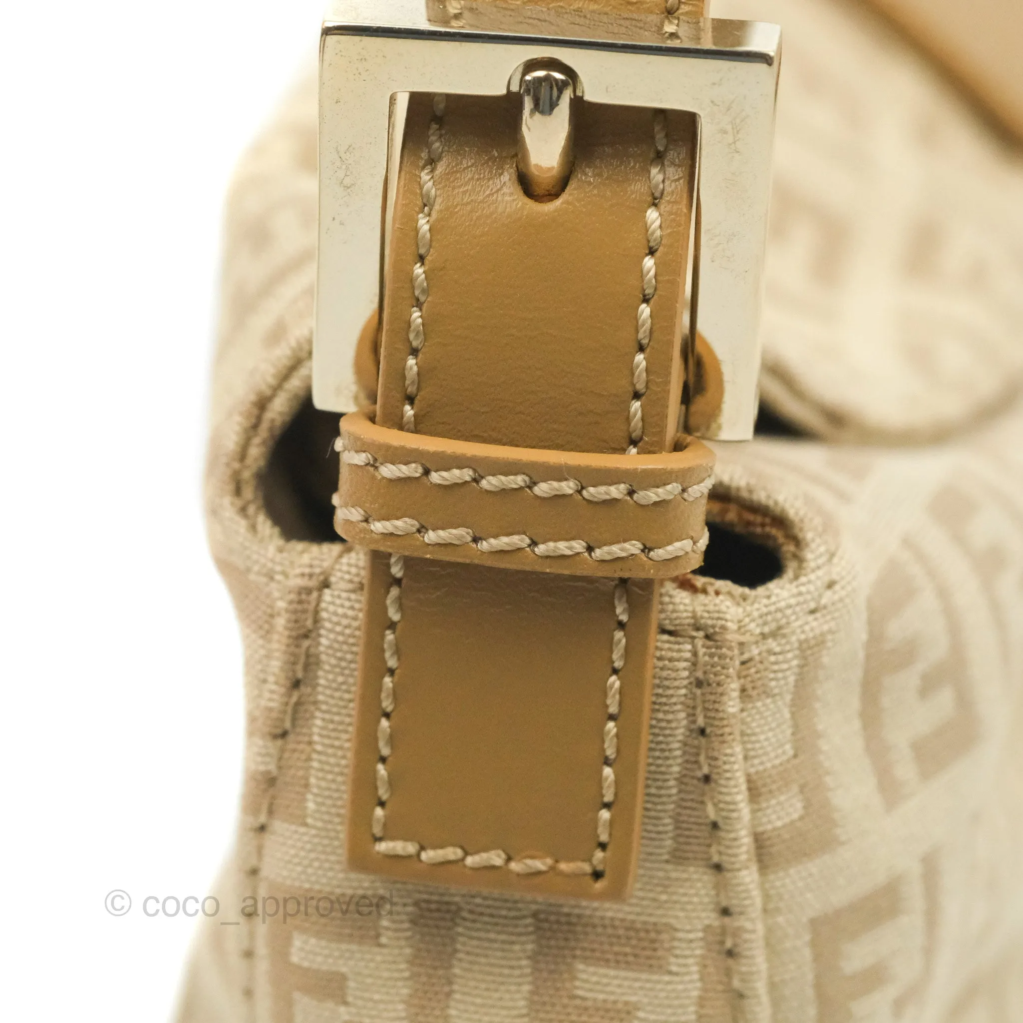 Fendi Vintage Baguette Shoulder Bag Beige Zucchino Canvas