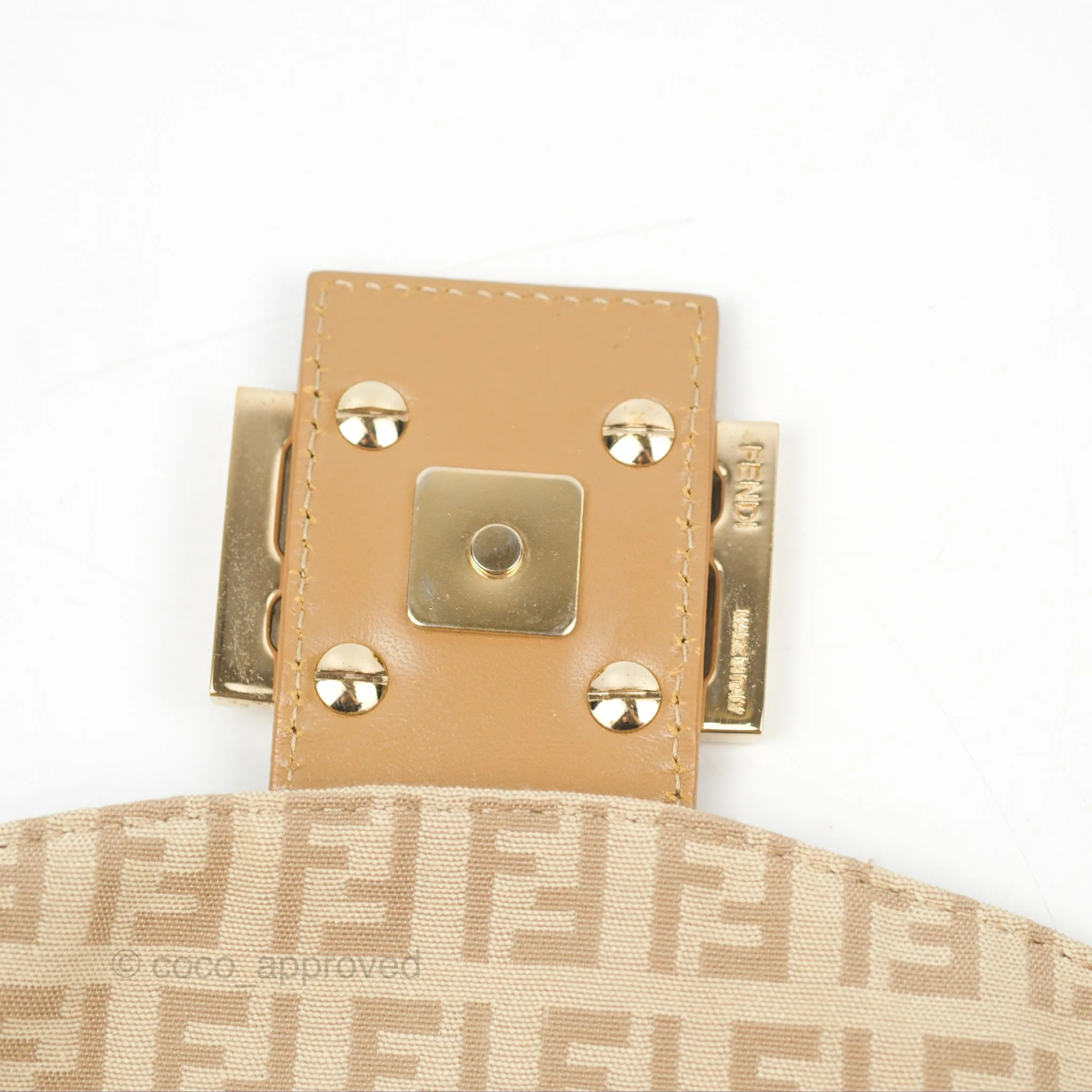 Fendi Vintage Baguette Shoulder Bag Beige Zucchino Canvas