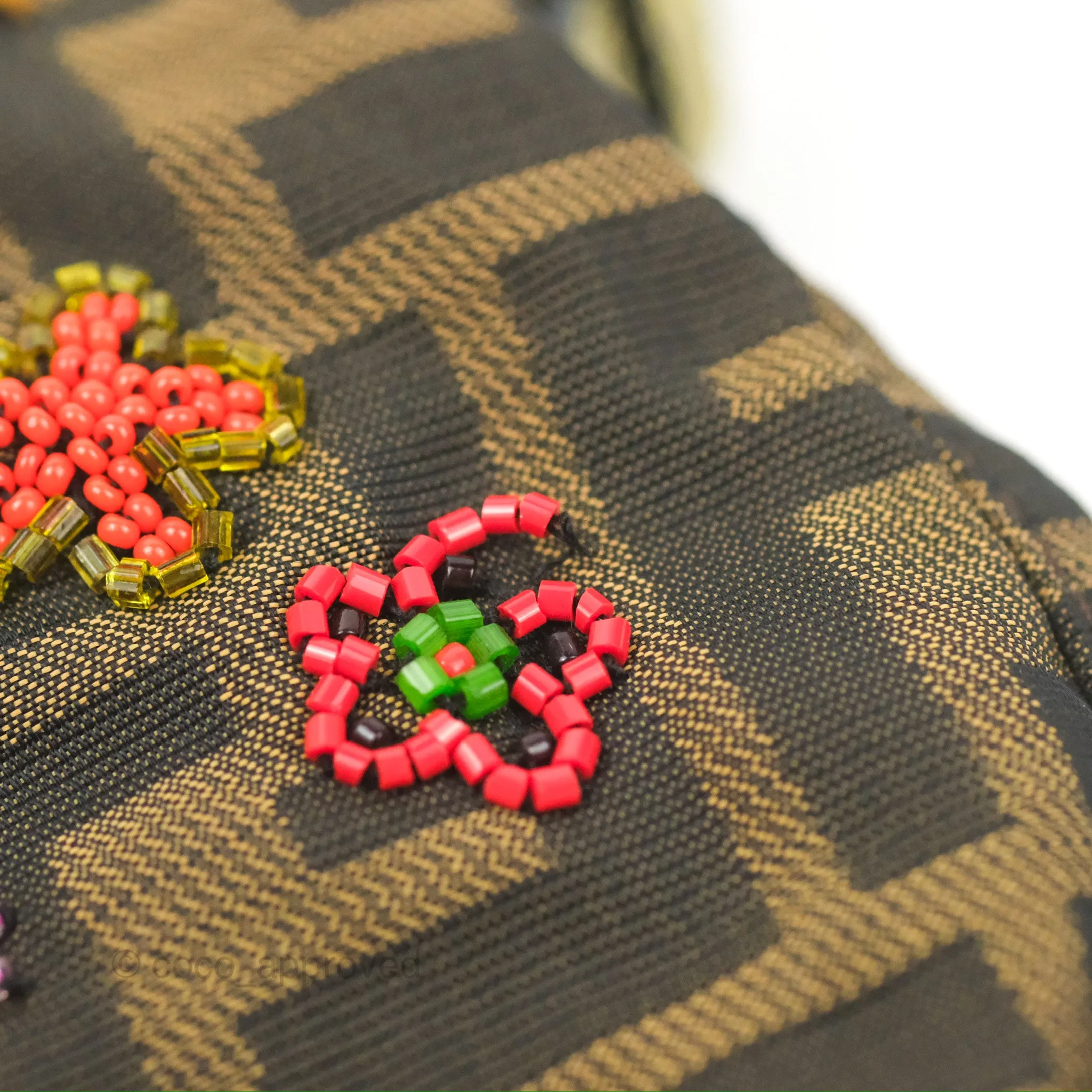Fendi Vintage Baguette Shoulder Bag Floral Bead-embellished Zucca Canvas