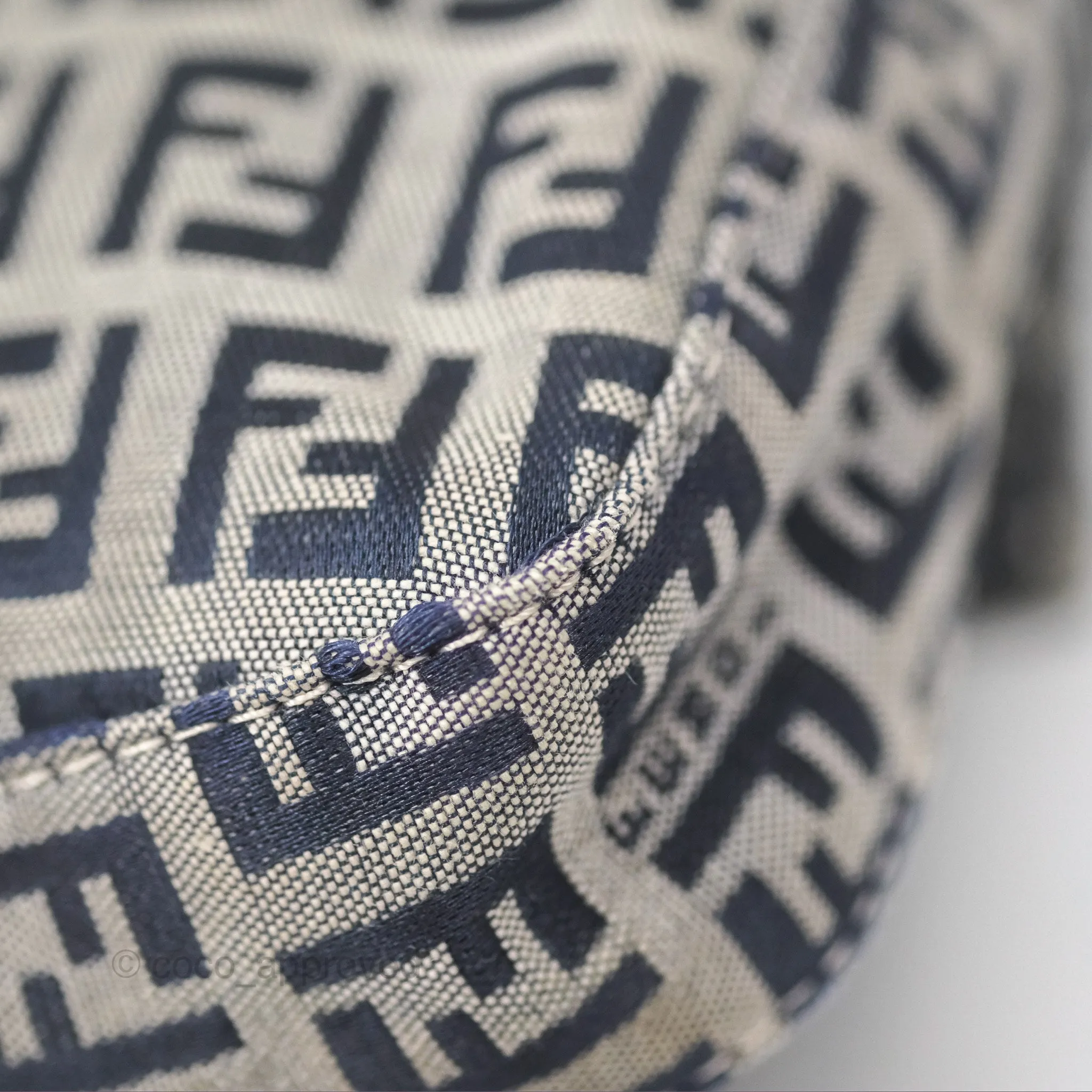 Fendi Vintage Baguette Shoulder Bag Grey/ Navy Canvas